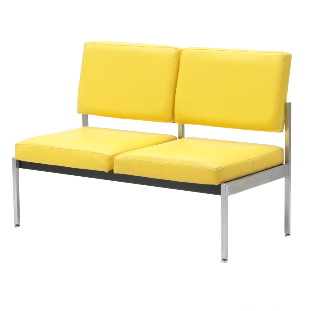 Aluminum Framed Yellow Vinyl Bench by Harter