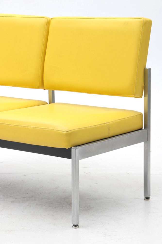 Aluminum Framed Yellow Vinyl Bench by Harter