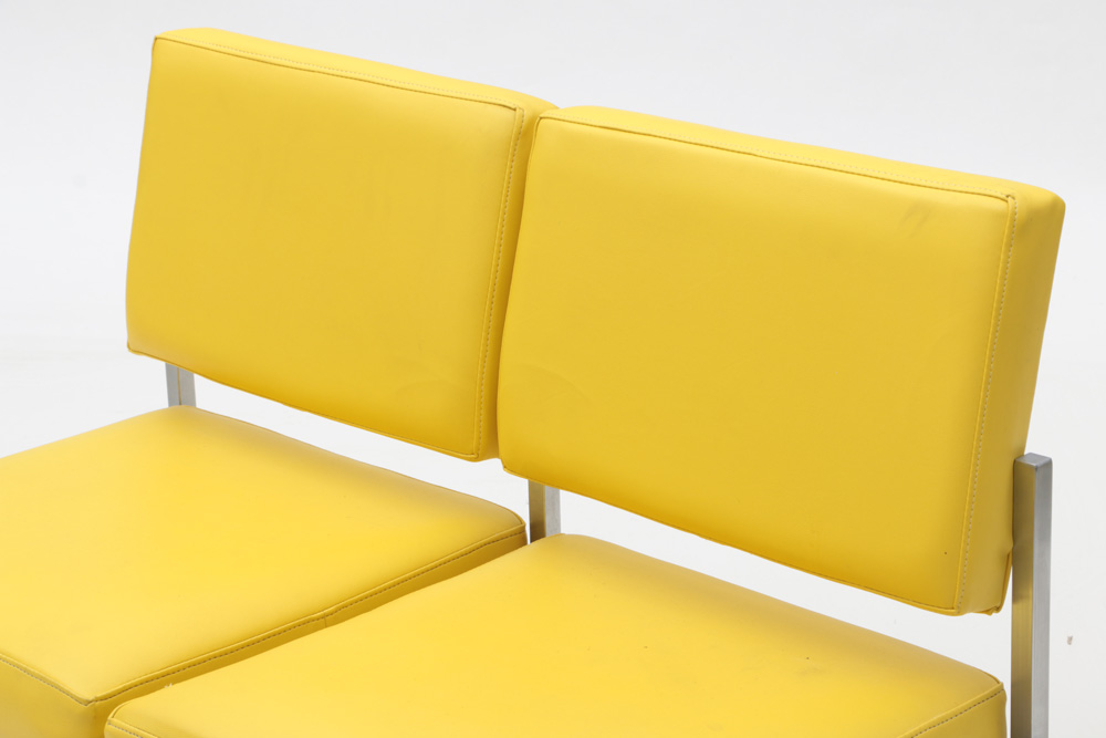 Aluminum Framed Yellow Vinyl Bench by Harter