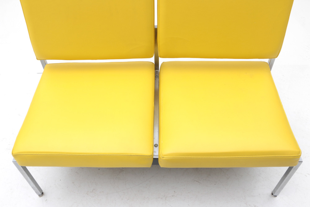 Aluminum Framed Yellow Vinyl Bench by Harter