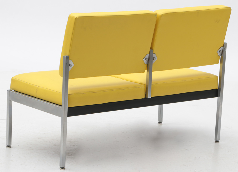 Aluminum Framed Yellow Vinyl Bench by Harter