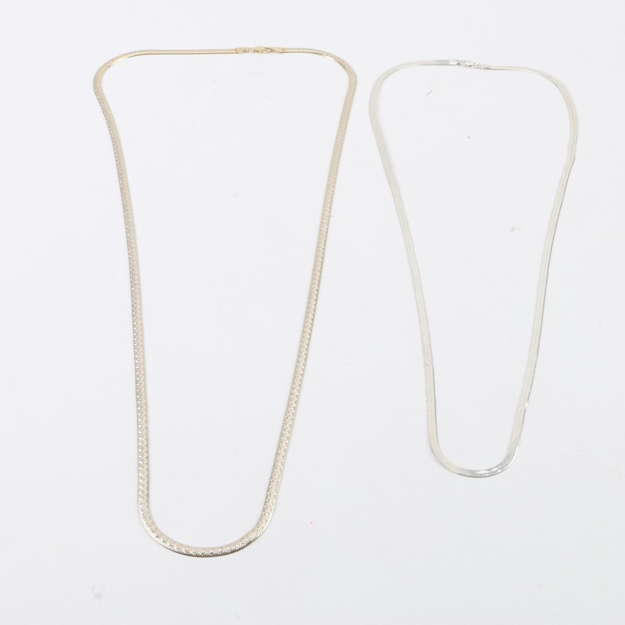 Sterling Silver Necklace Selection Including Gold Wash