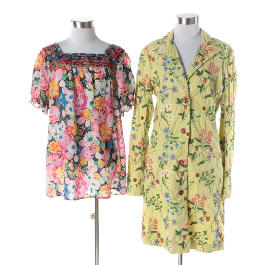 Women's Johnny Was Floral Embroidered Cotton Jacket and Tunic