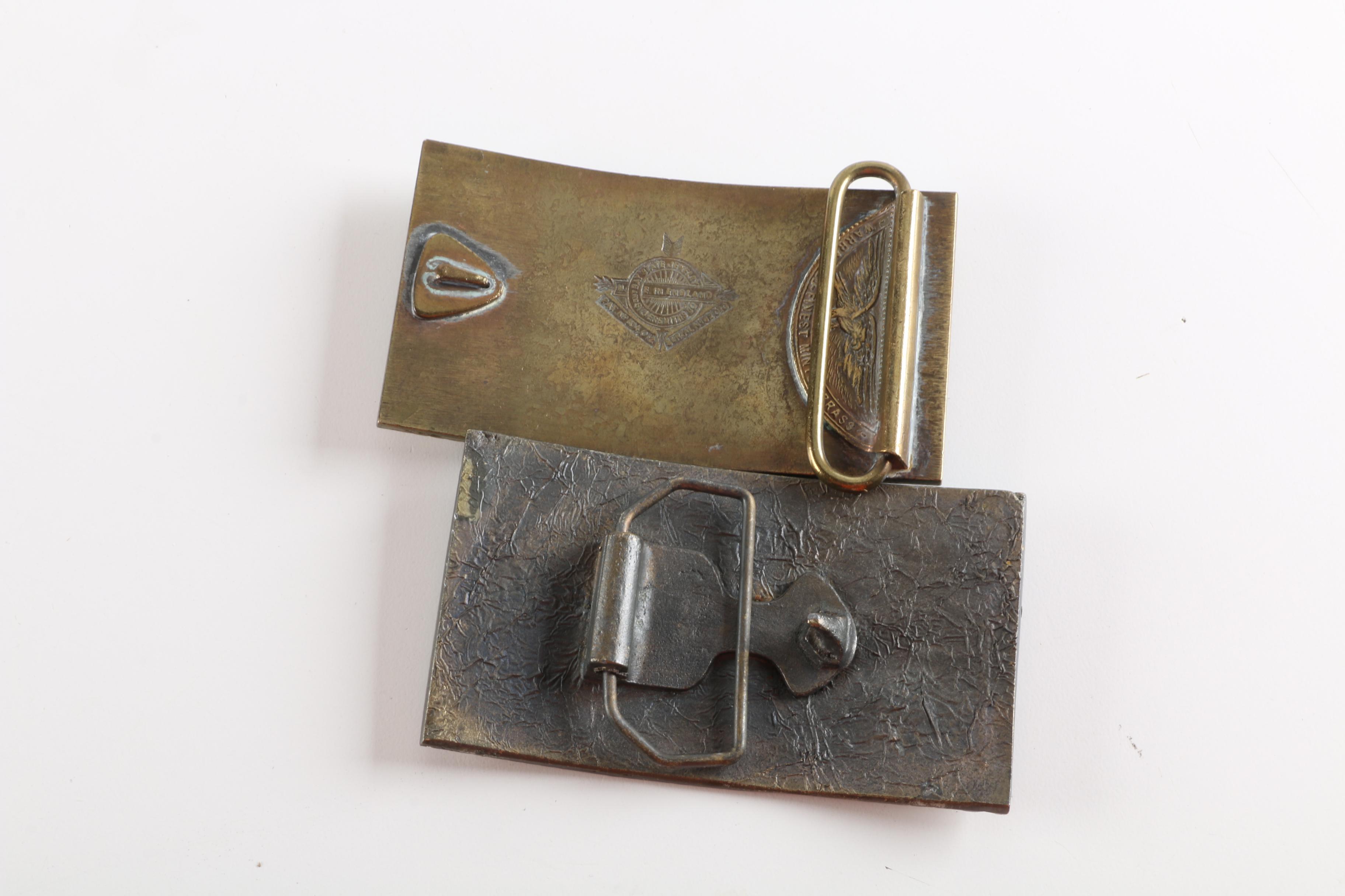 Metal Belt Buckles Including Rolls-Royce, Tennis Racquet, Eagle and Others