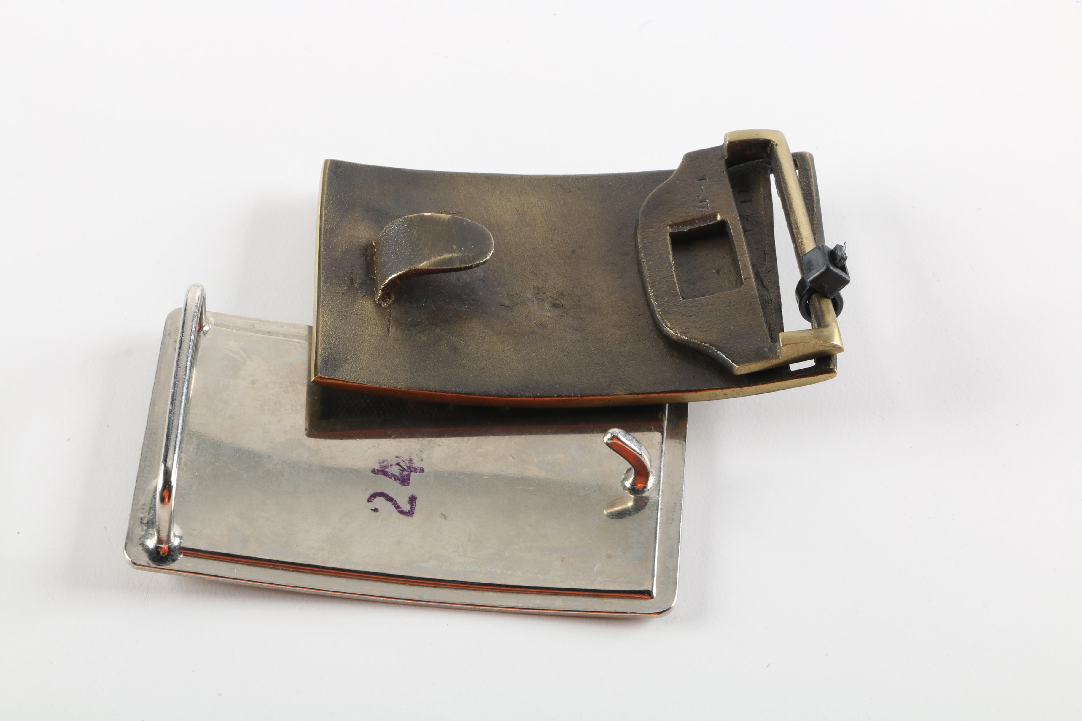 Metal Belt Buckles Including Rolls-Royce, Tennis Racquet, Eagle and Others