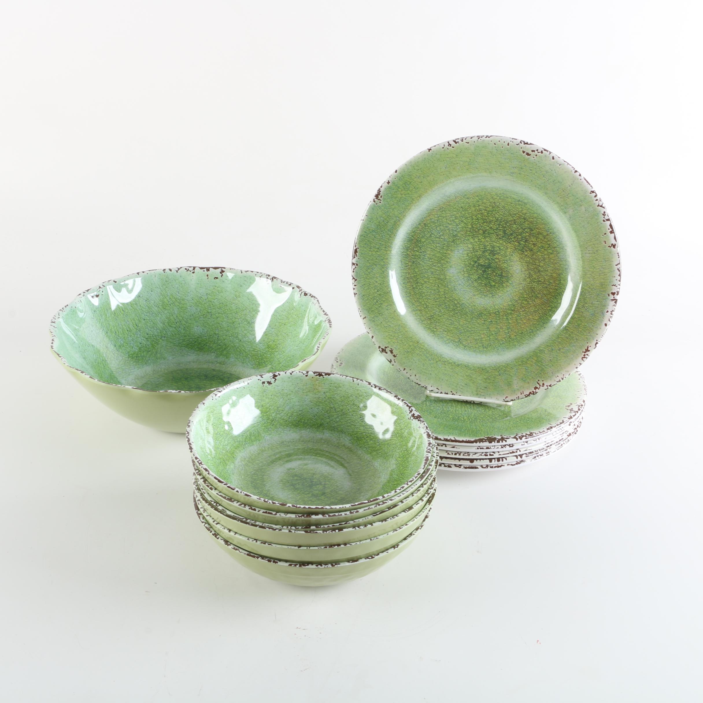 Contemporary Green Melamine Plates and Bowls