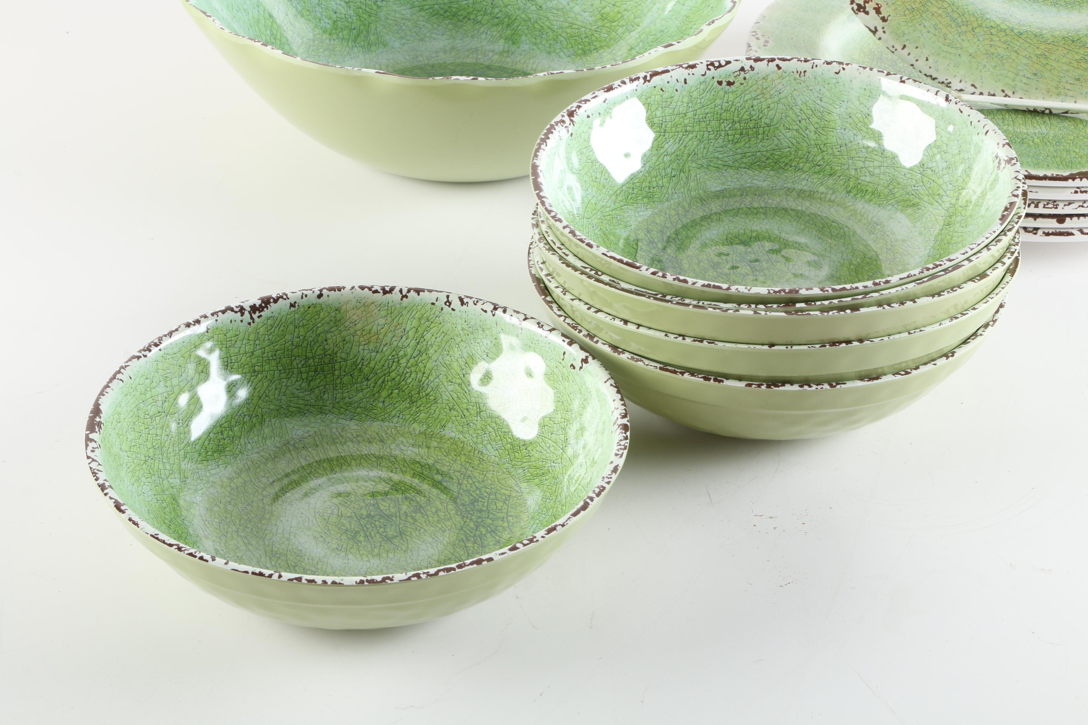 Contemporary Green Melamine Plates and Bowls