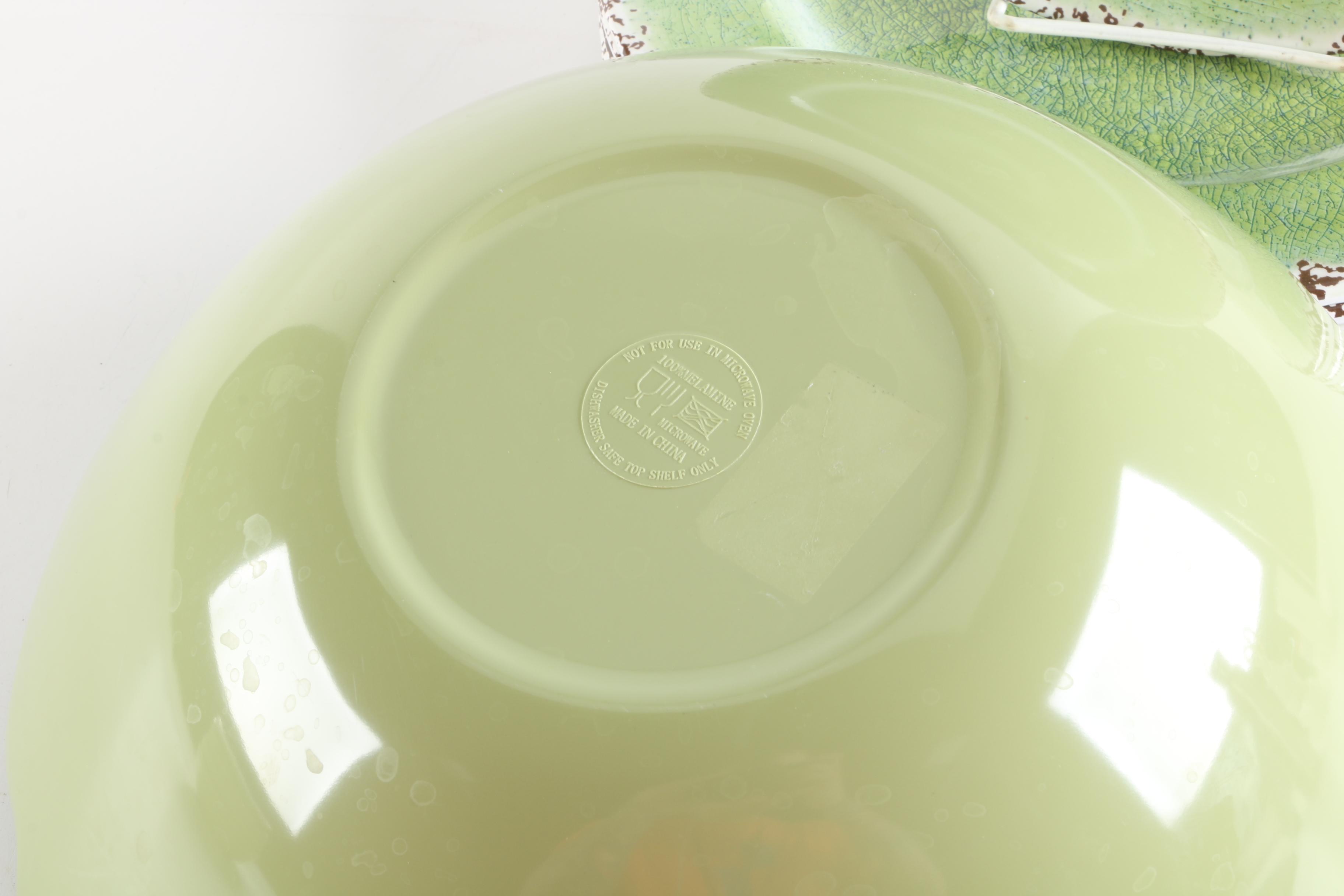 Contemporary Green Melamine Plates and Bowls