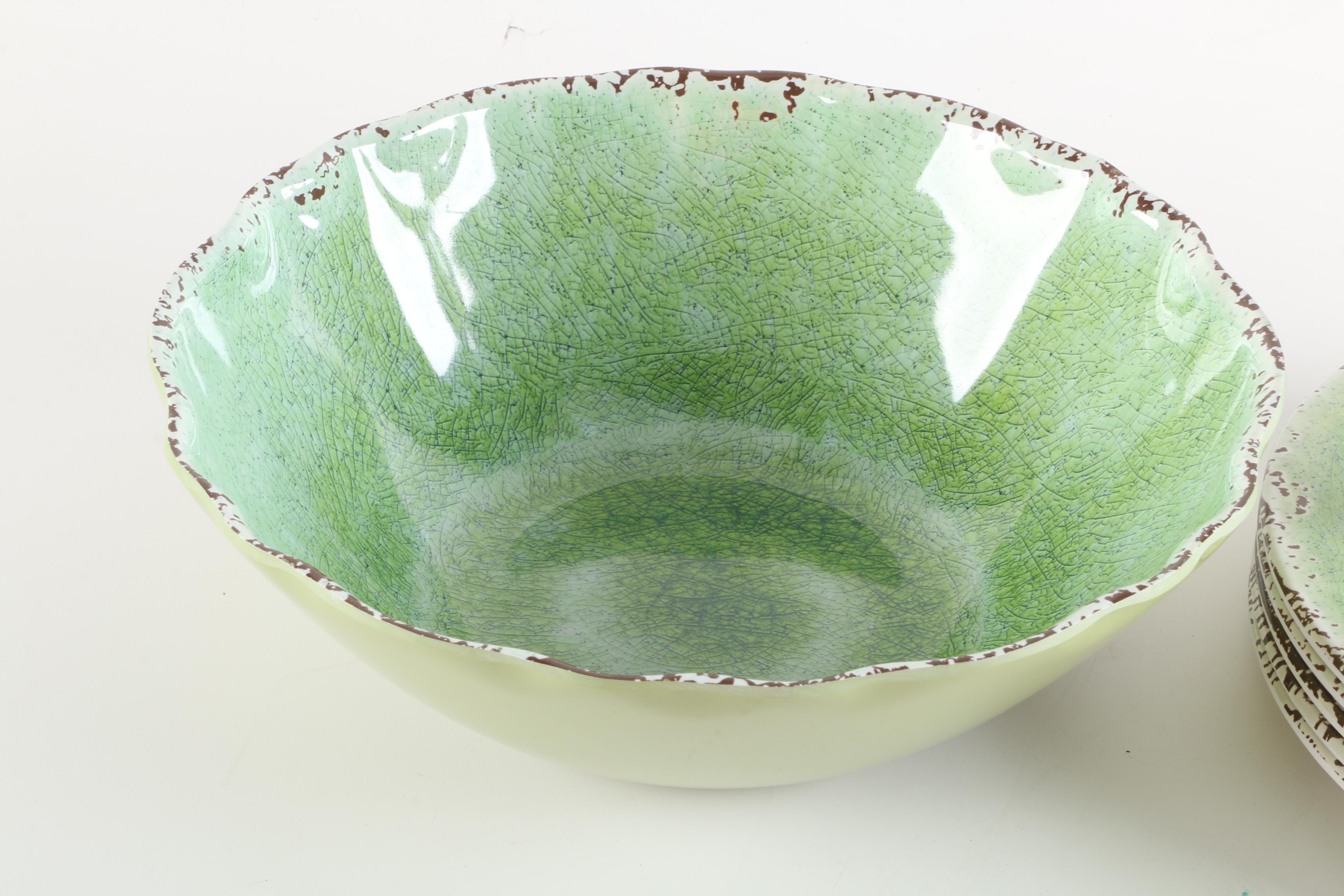 Contemporary Green Melamine Plates and Bowls