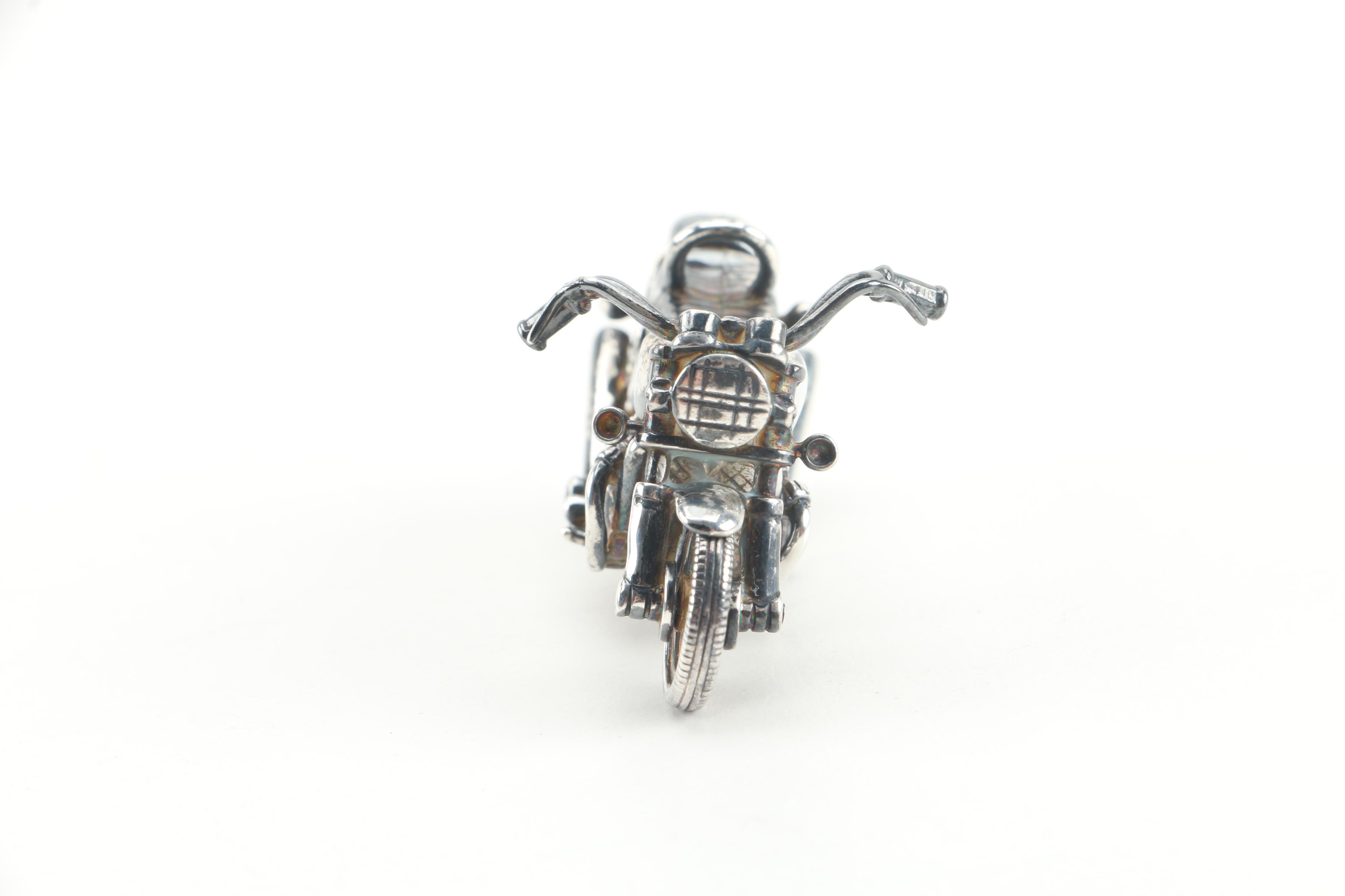 Sterling Silver and Silver Plate Motorcycle Figurine