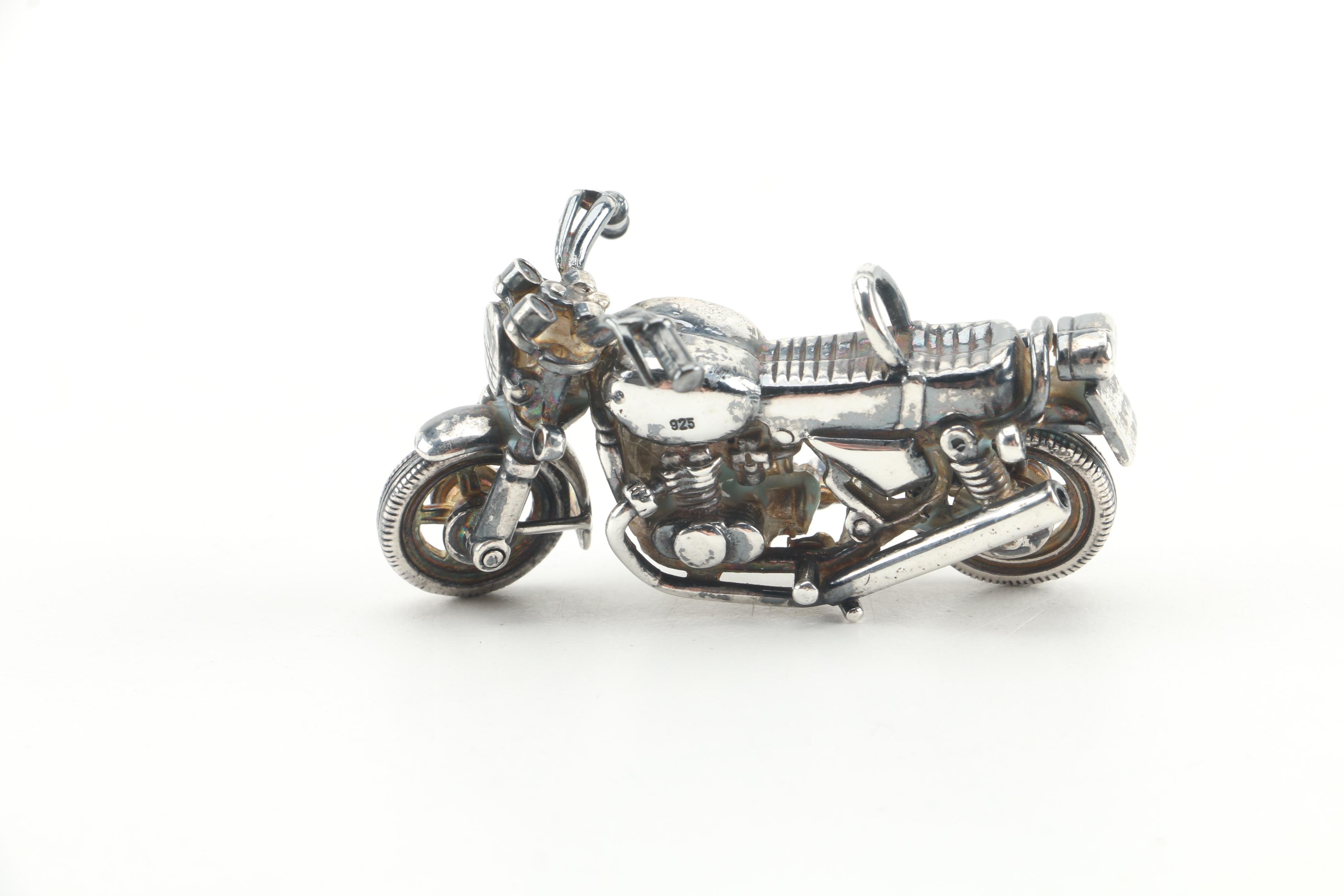 Sterling Silver and Silver Plate Motorcycle Figurine