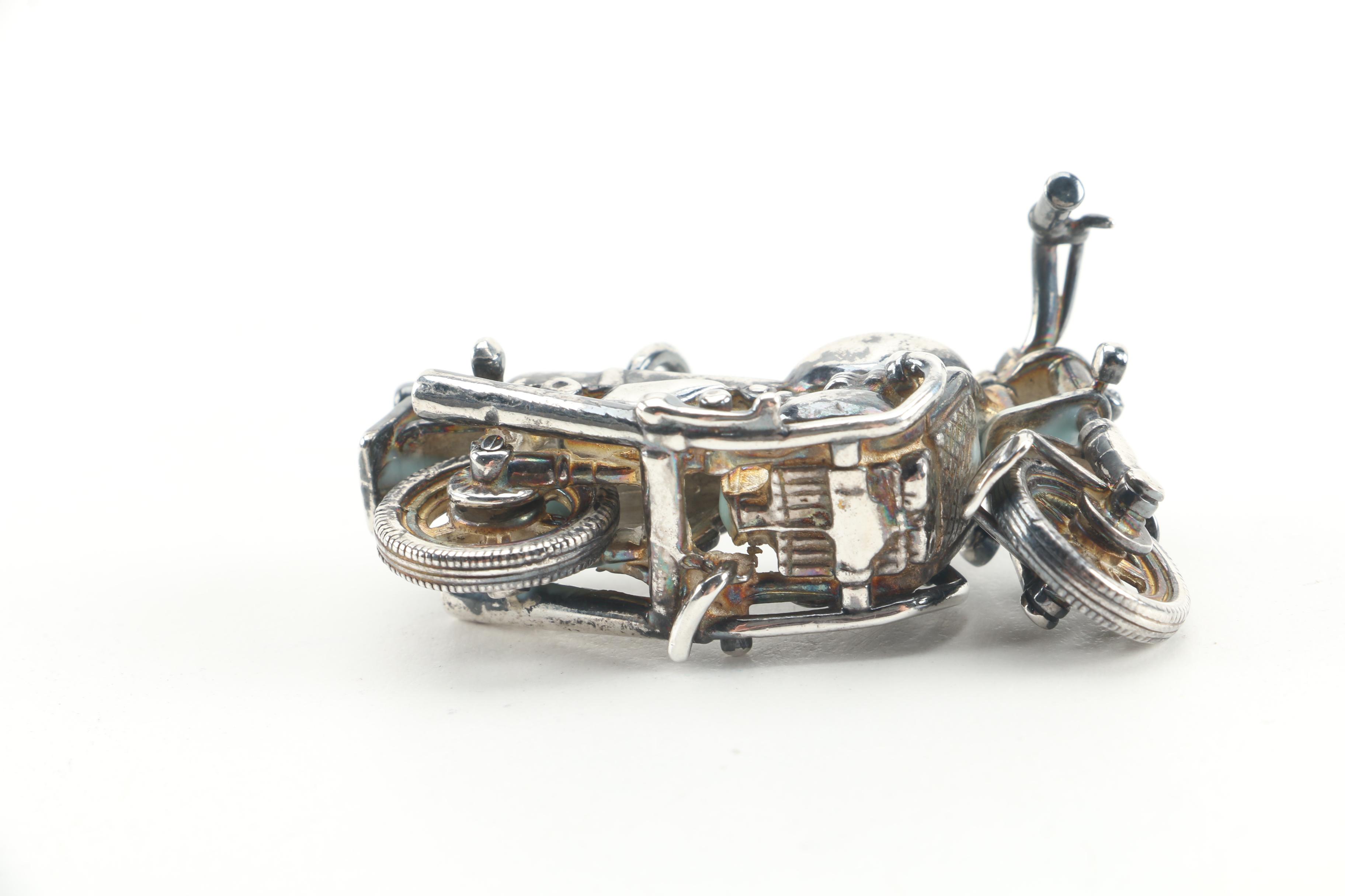 Sterling Silver and Silver Plate Motorcycle Figurine