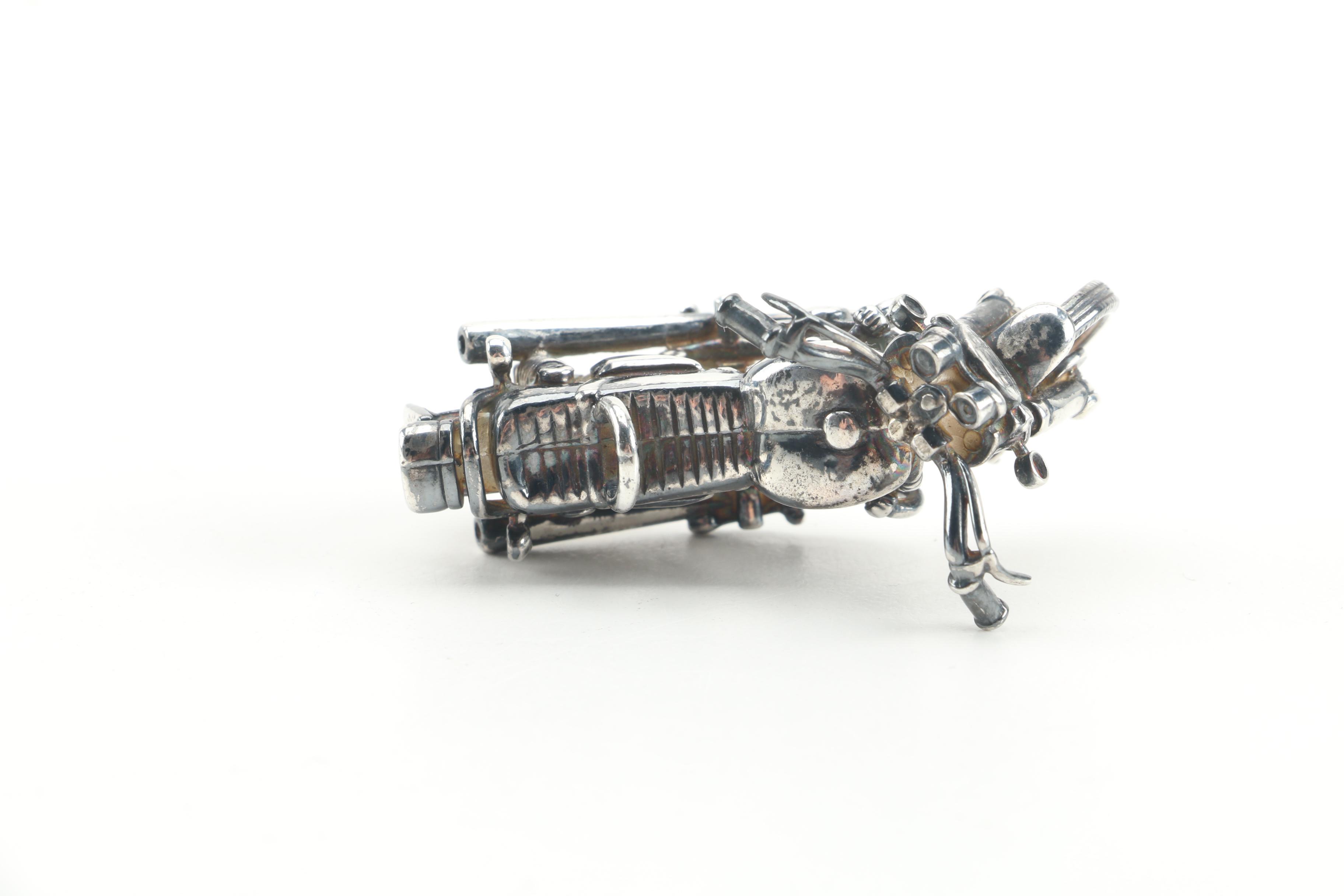 Sterling Silver and Silver Plate Motorcycle Figurine