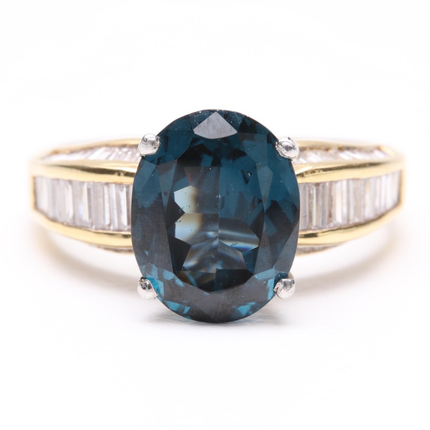 18K Yellow Gold 3.89 CT Spinel and 1.25 CTW Diamond Ring