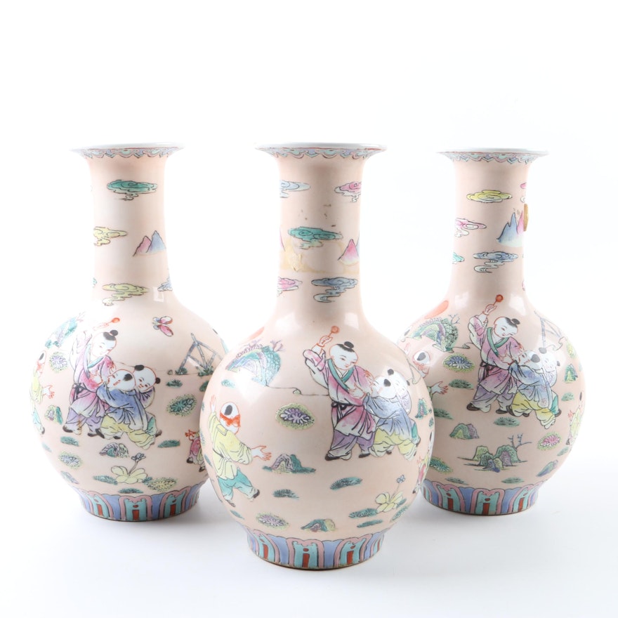 Chinese Porcelain Vases with Figural Scenes
