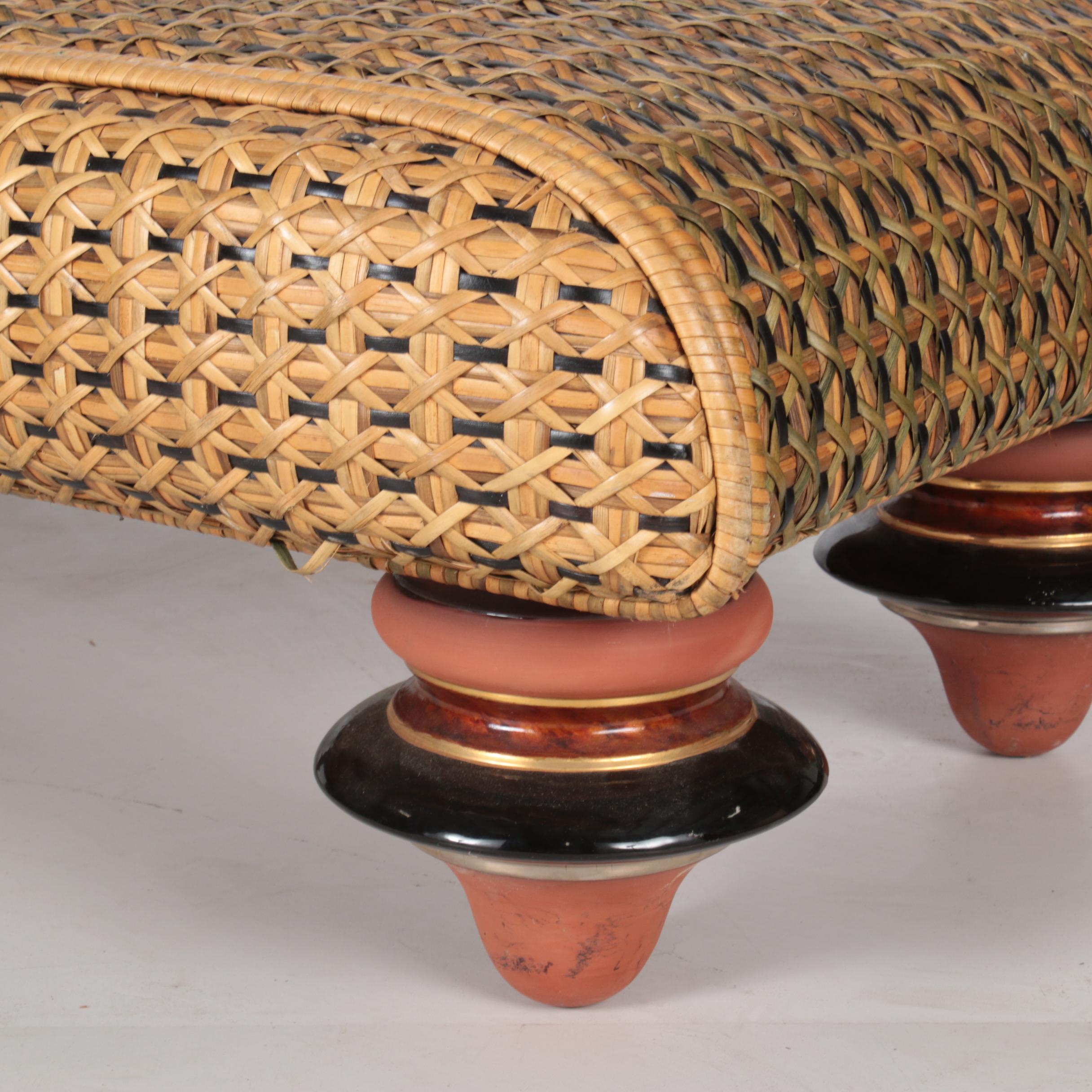 MacKenzie-Childs Rattan Chaise Lounge