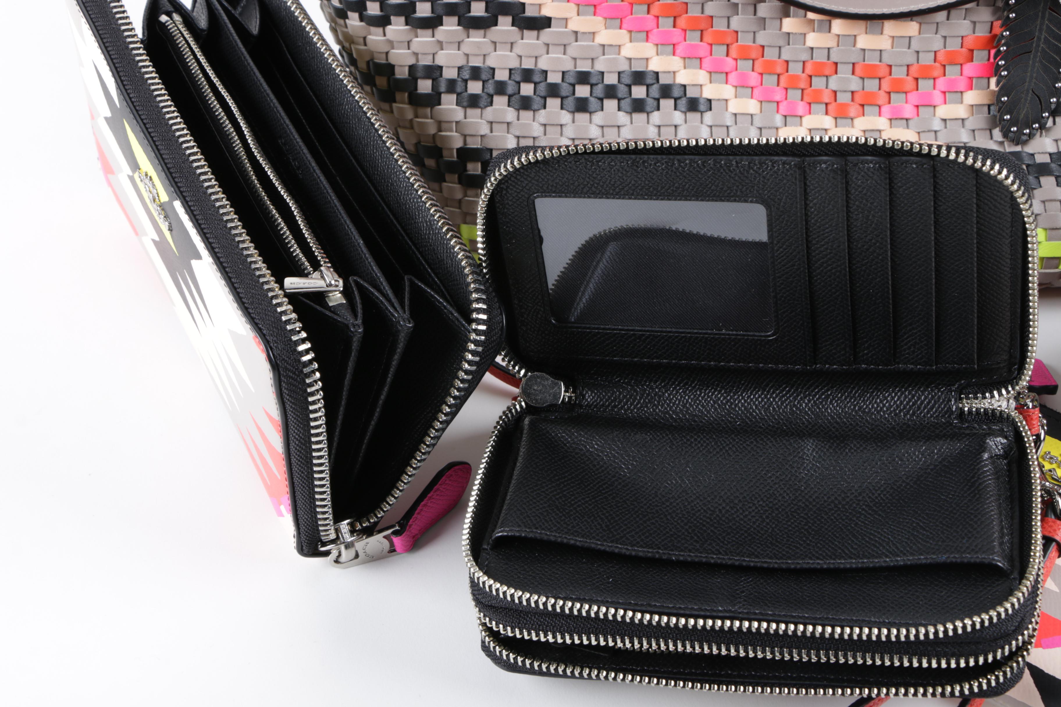 Coach Woven Leather Taxi Tote Handbag and Matching Wallet and Pouches