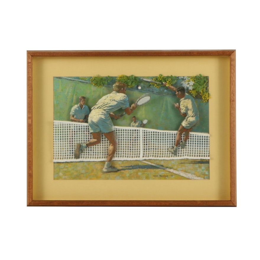 Anne Raymer Mixed Media Artwork of Tennis Players