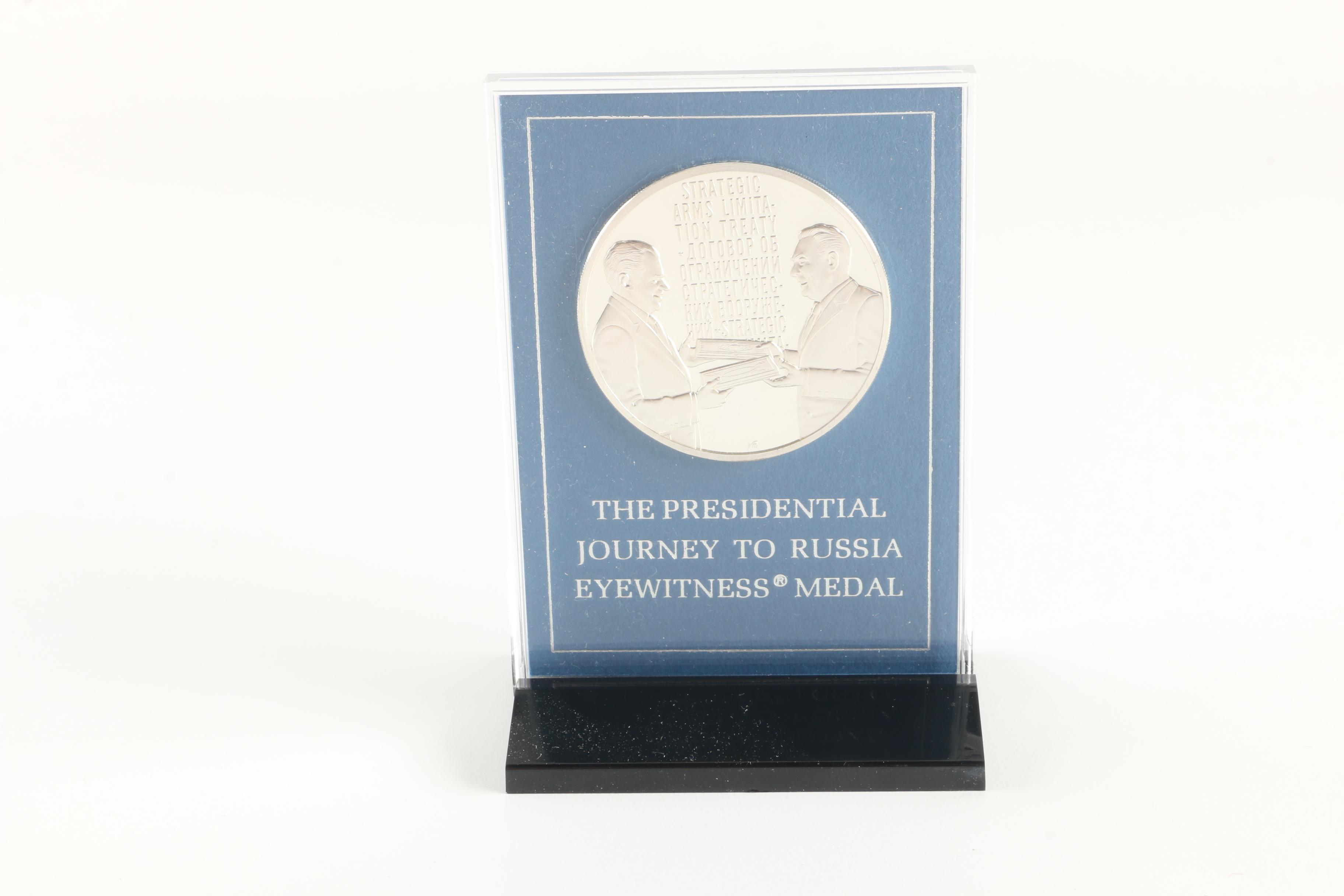 Franklin Mint "Presidential Journey to Russia" Sterling Silver Medal