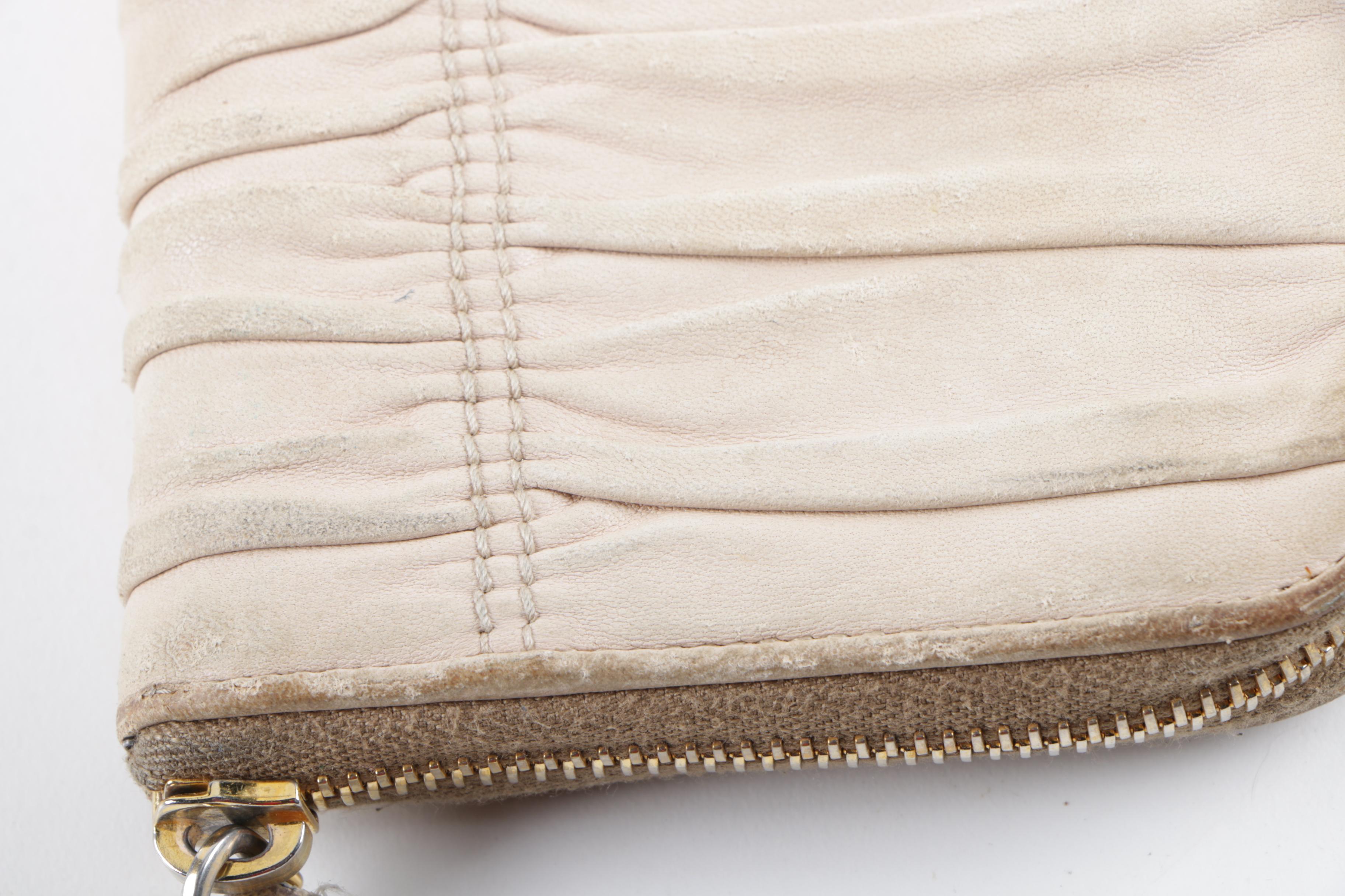 Prada Cream Gaufre Ruffle Leather Wallet, Made in Italy