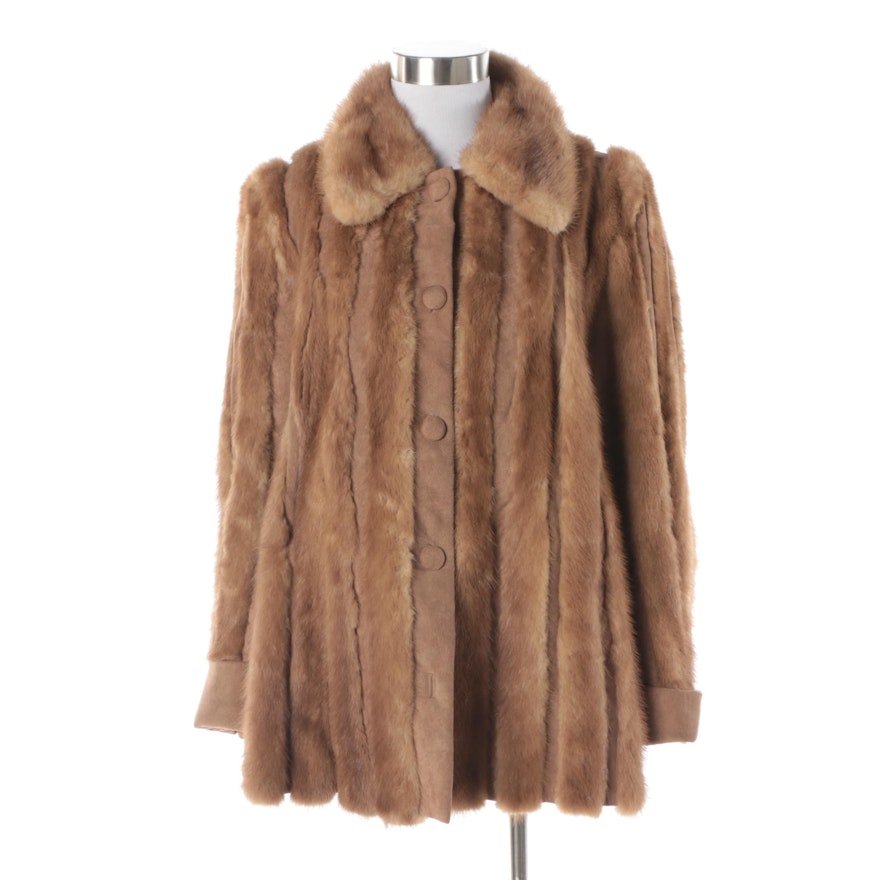 Women's Vintage Fuhrman's Furs of Beverly Hills Brown Mink Fur and Suede Coat