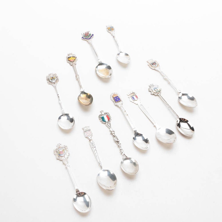 800 Silver and Silver Plate International Souvenir Spoons