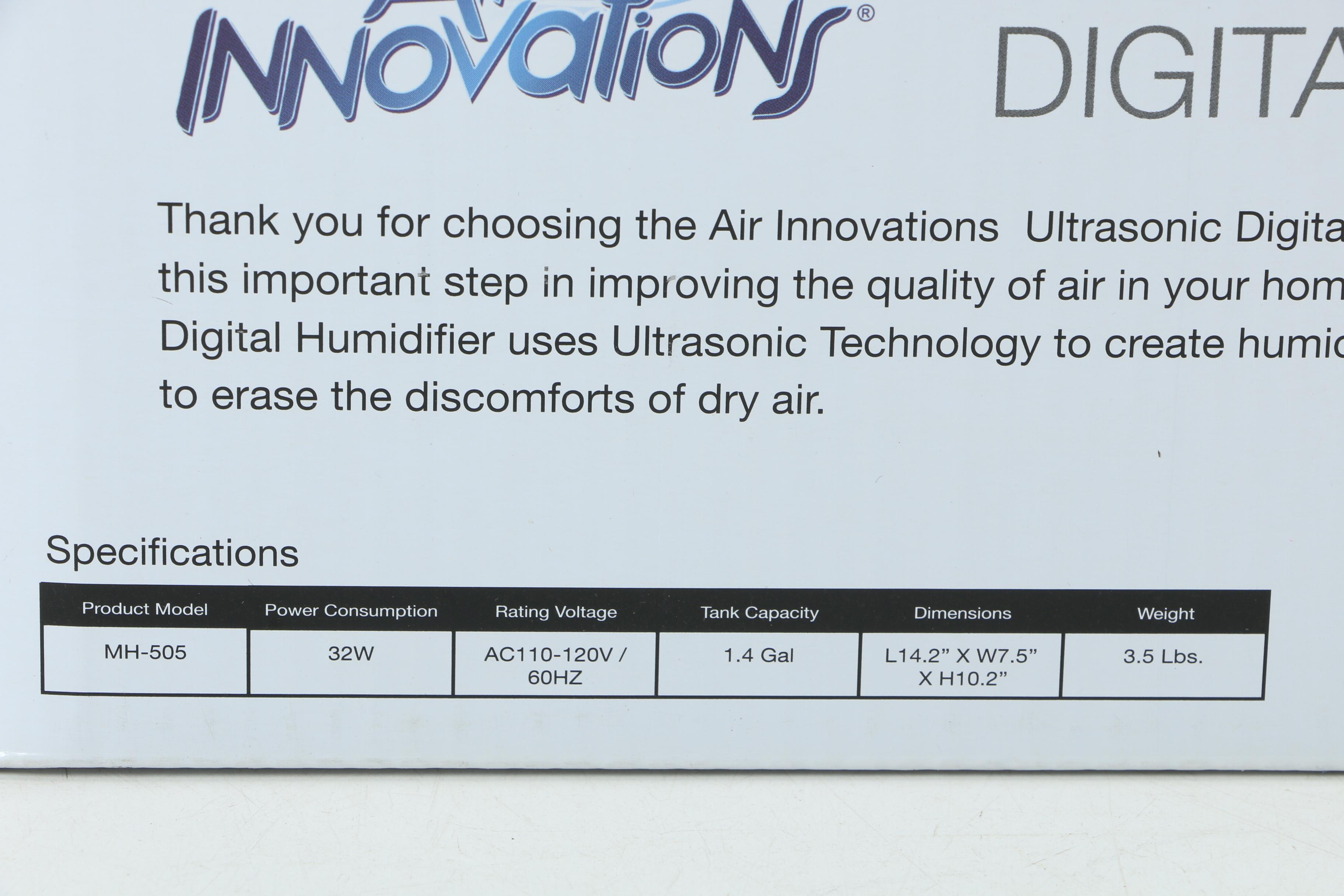 Air Innovations Ultrasonic Digital Humidifier