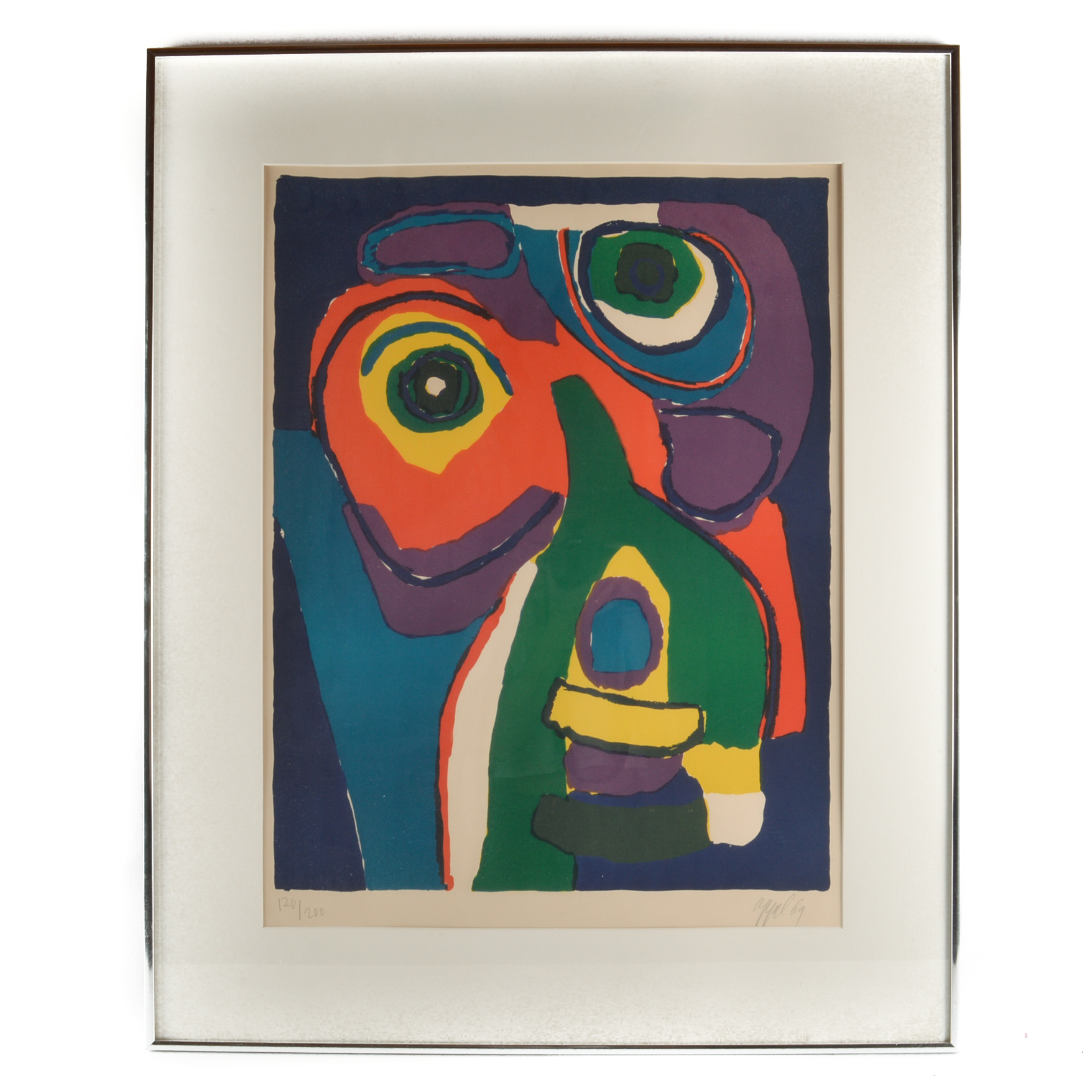 Karel Appel Lithograph "Visage Colore"
