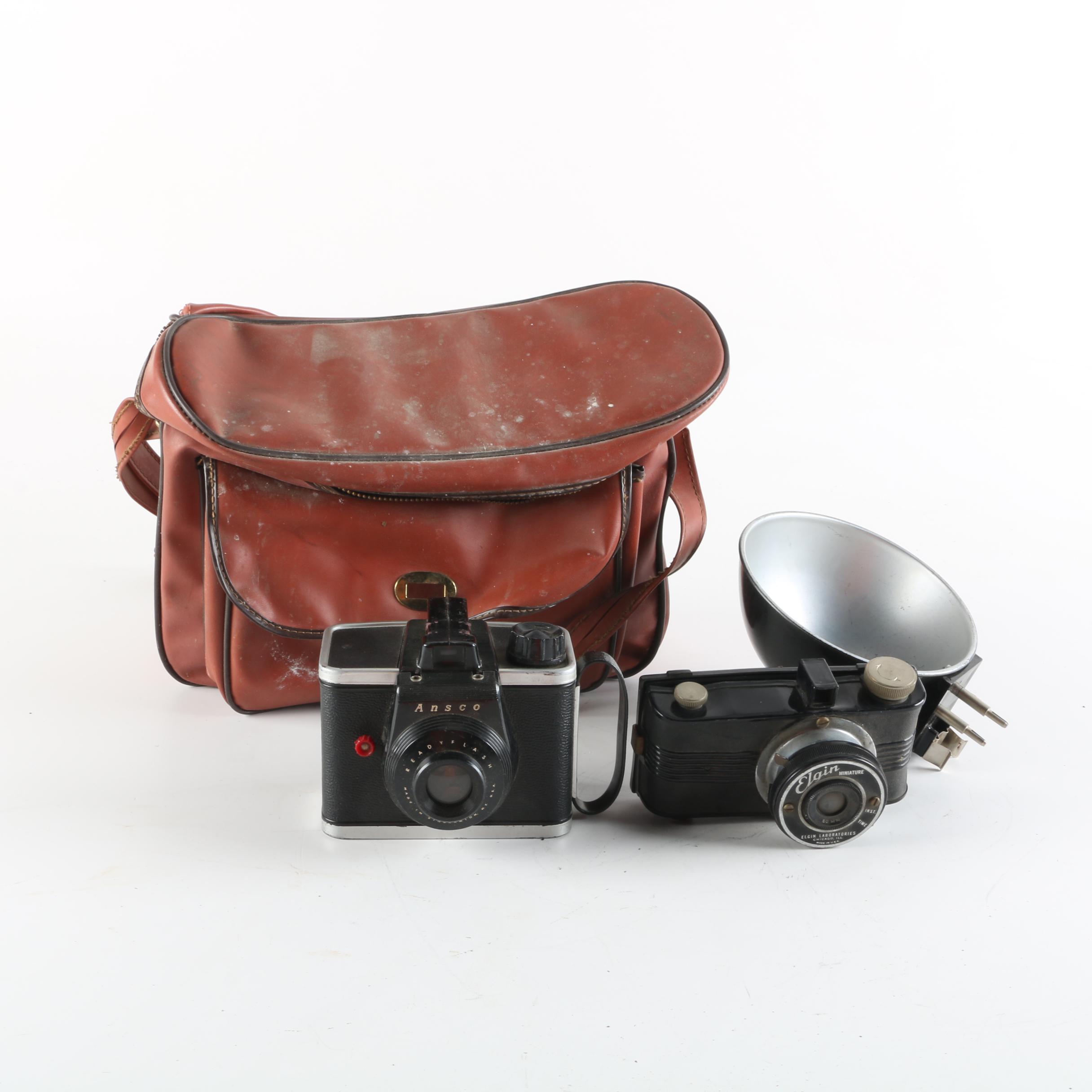 Mid 20th Century Ansco Readyflash and Elgin Miniature Bakelite Camera