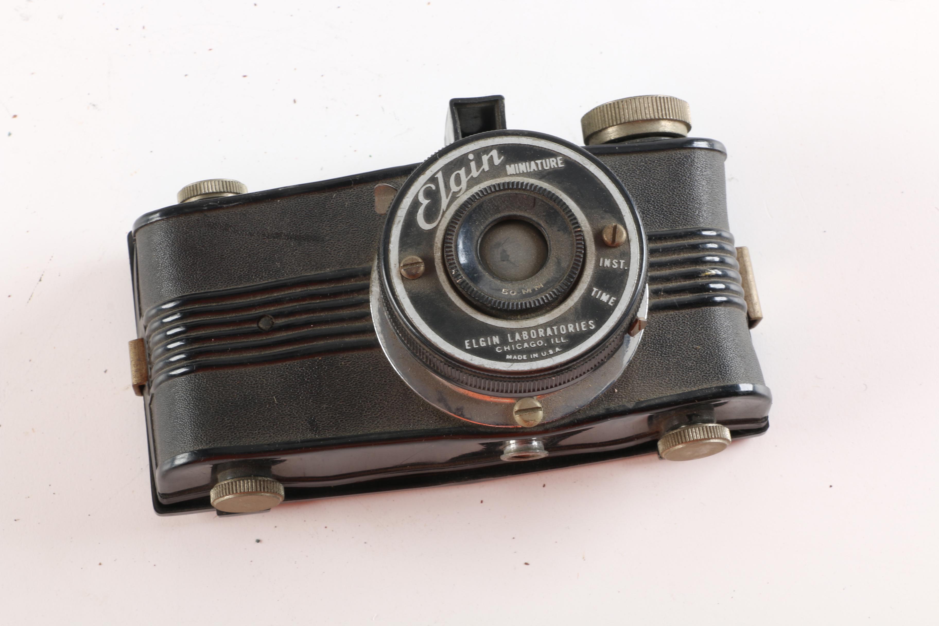 Mid 20th Century Ansco Readyflash and Elgin Miniature Bakelite Camera