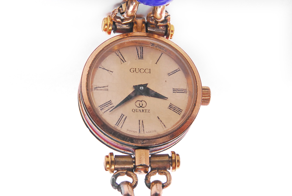 Gucci Watch On Gemstone Scarab Bracelet