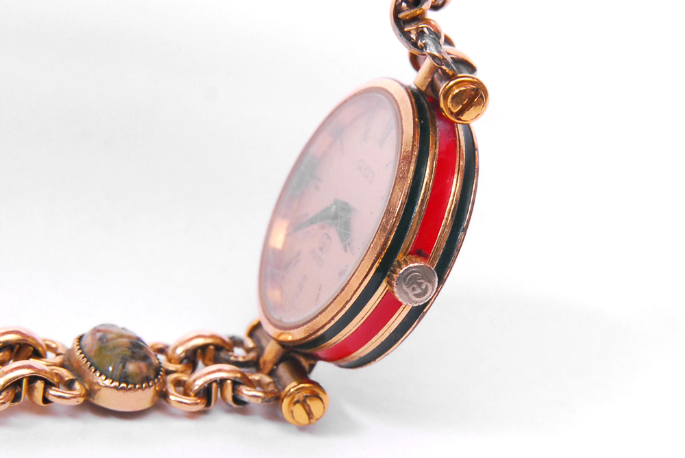 Gucci Watch On Gemstone Scarab Bracelet