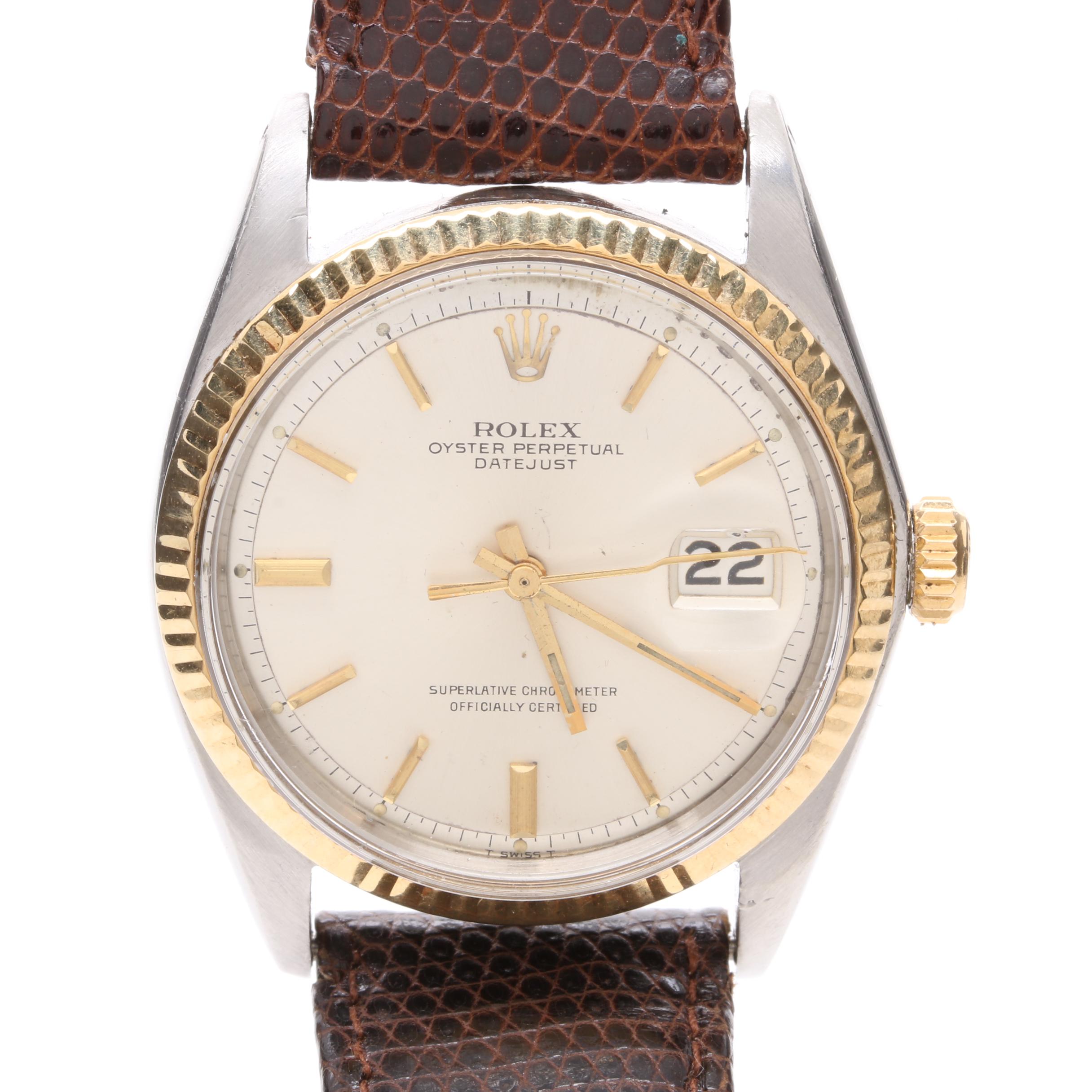 Circa 1969 Rolex Stainless Steel and 18K Yellow Gold Datejust Watch