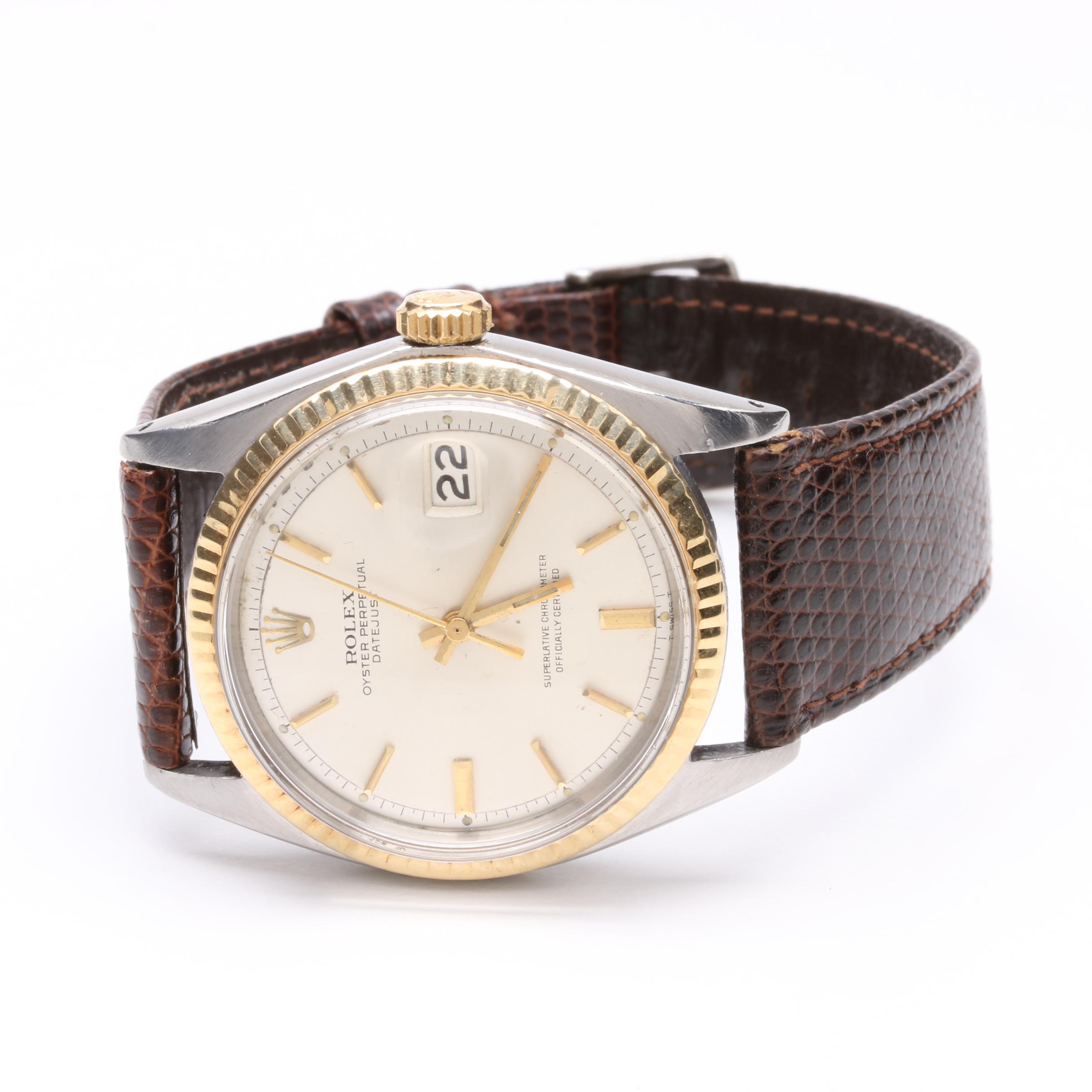 Circa 1969 Rolex Stainless Steel and 18K Yellow Gold Datejust Watch