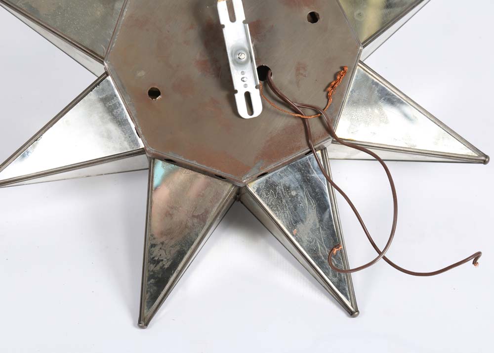 Moravian Star Mercury Glass Star Flush Mount Light Fixture