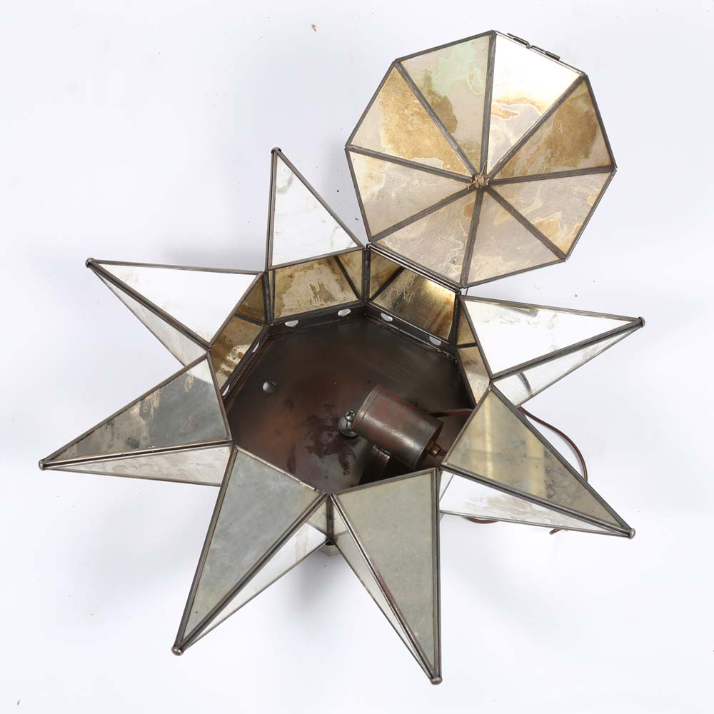 Moravian Star Mercury Glass Star Flush Mount Light Fixture