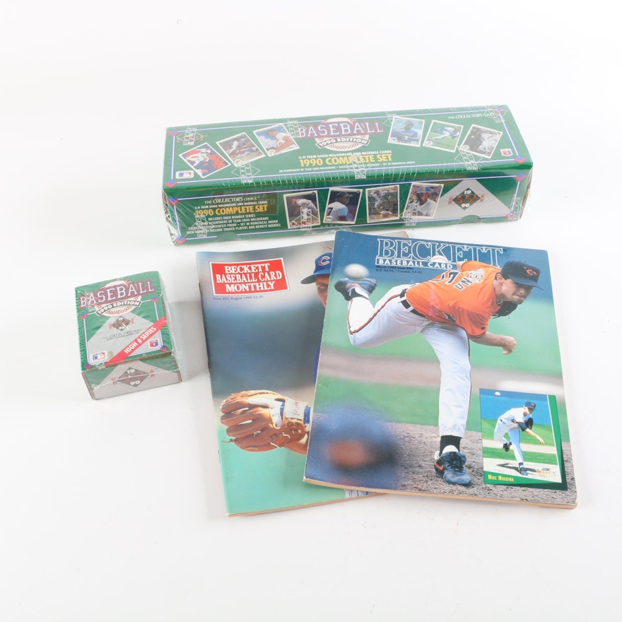 1990 Upper Deck Baseball Cards with 1990s Beckett Magazines