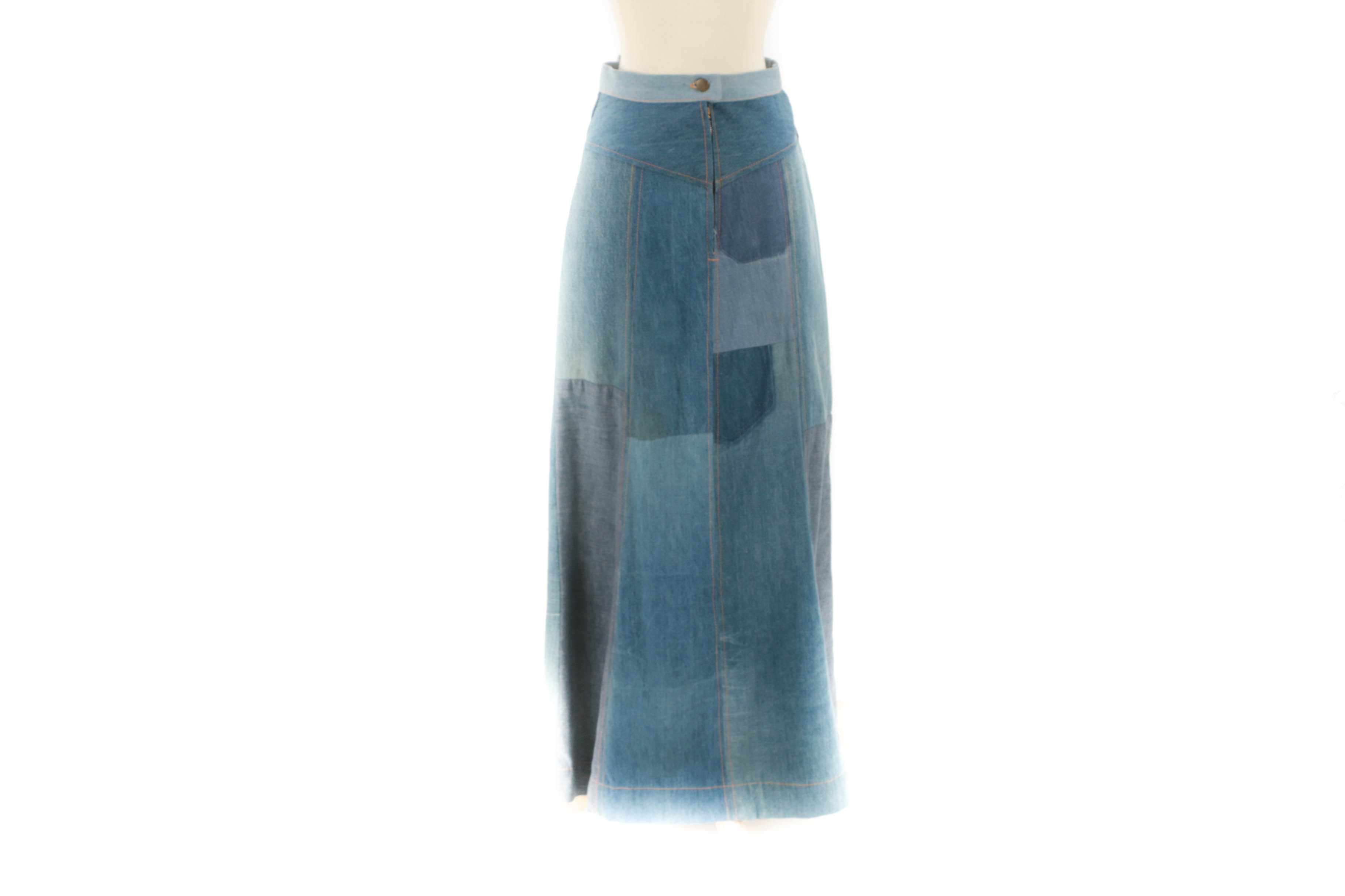 1970s Vintage Patchwork Denim Skirt