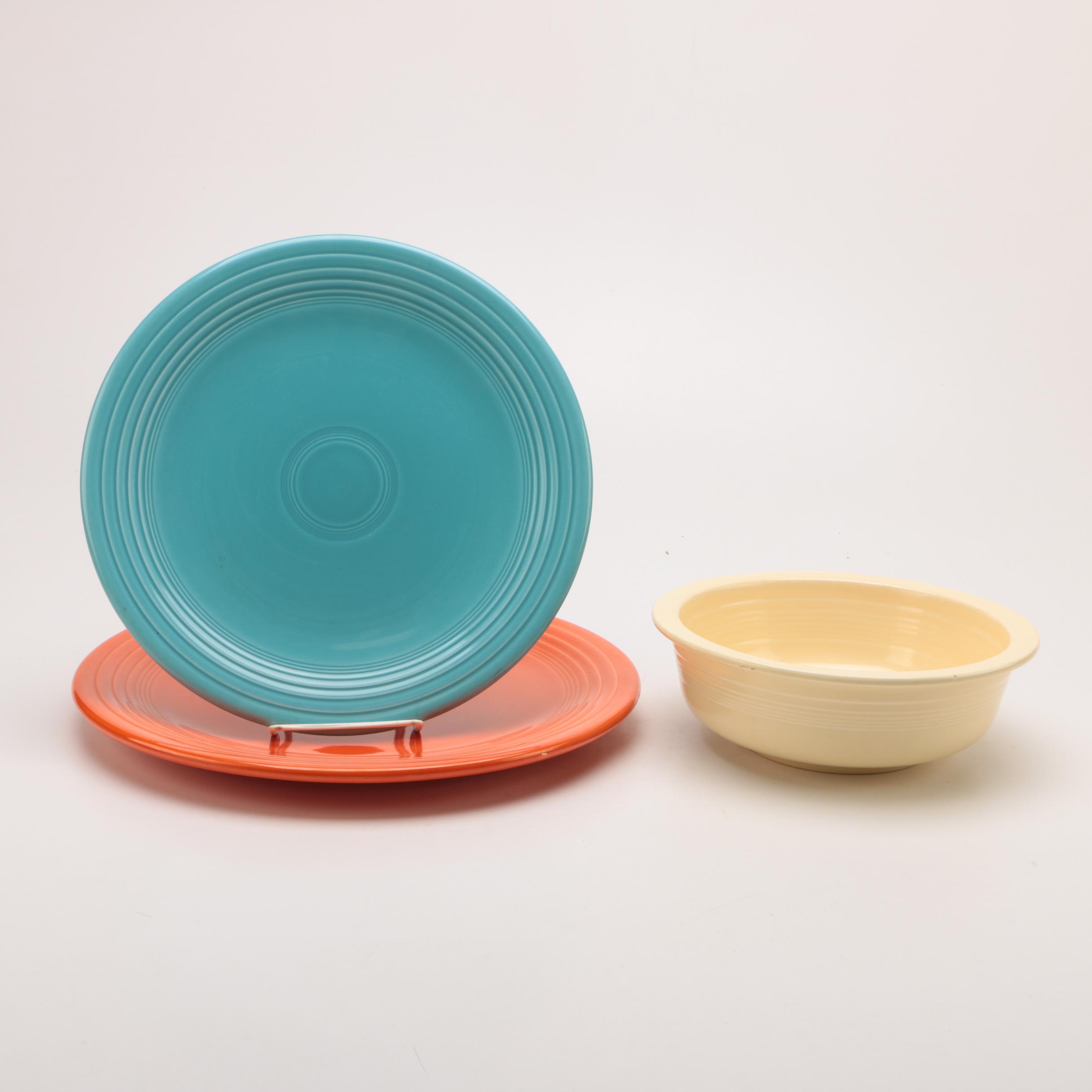 Vintage Homer Laughlin "Fiesta" Platters and Contemporary Soup Bowl