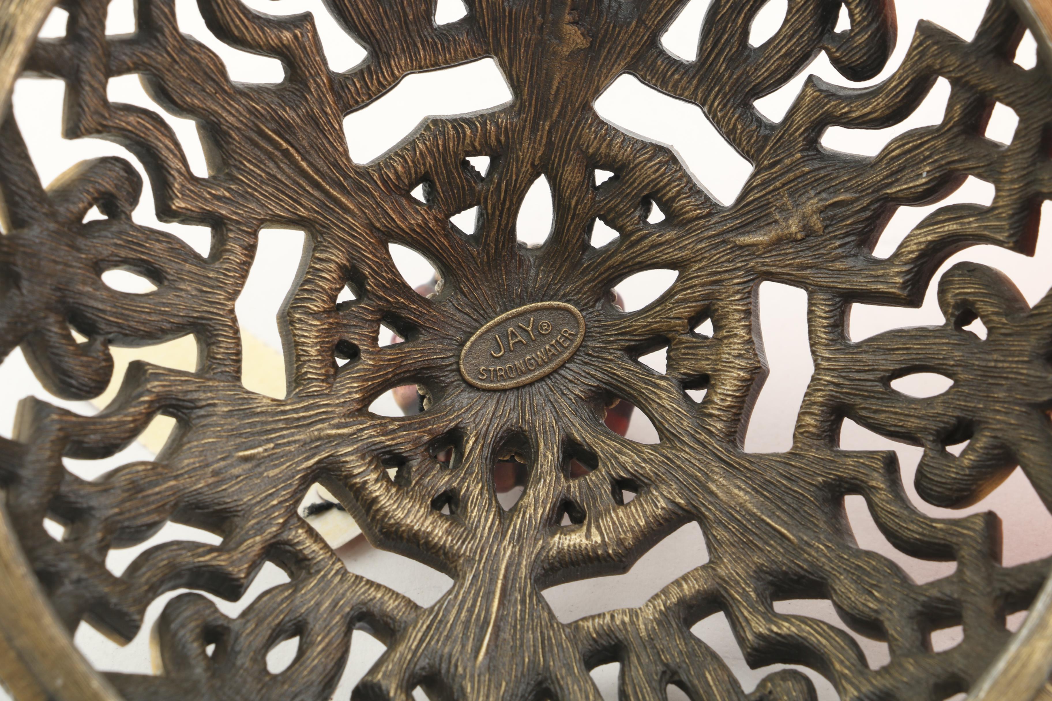 Jay Strongwater Arabesque Lidded Jar Featuring Enamel and Crystal Accents