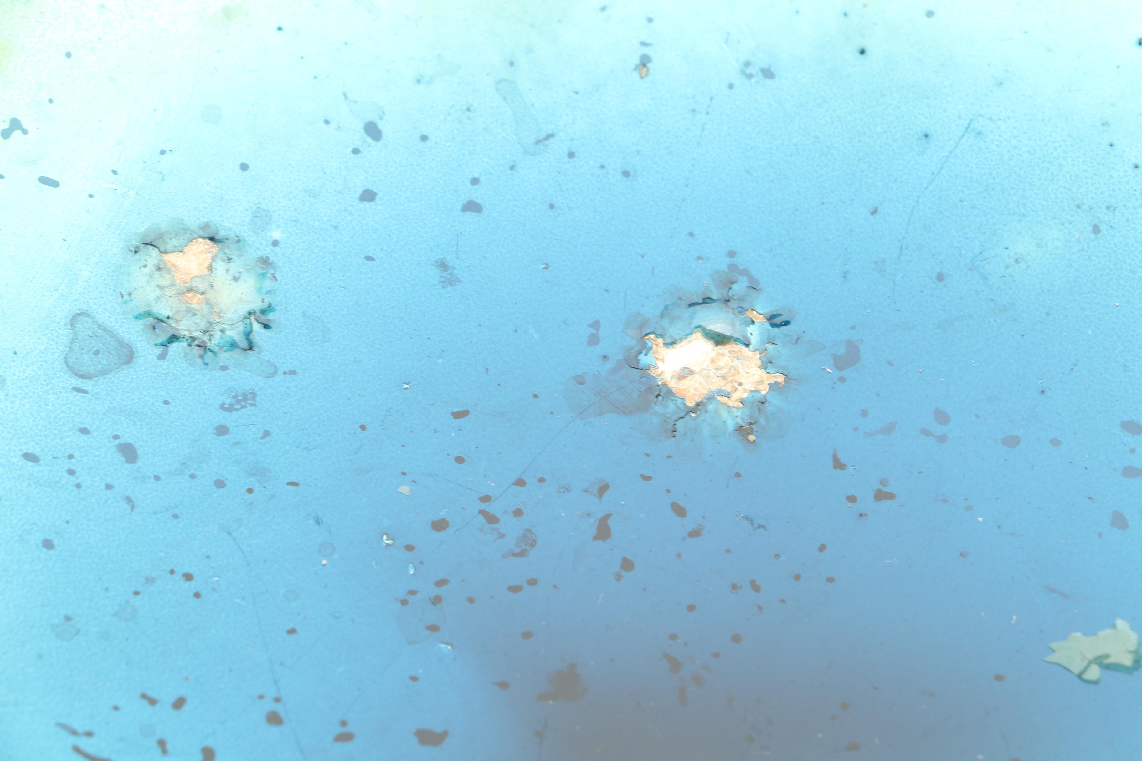 Blue and Silver Toned Compote Stand with Glass Bowl Insert