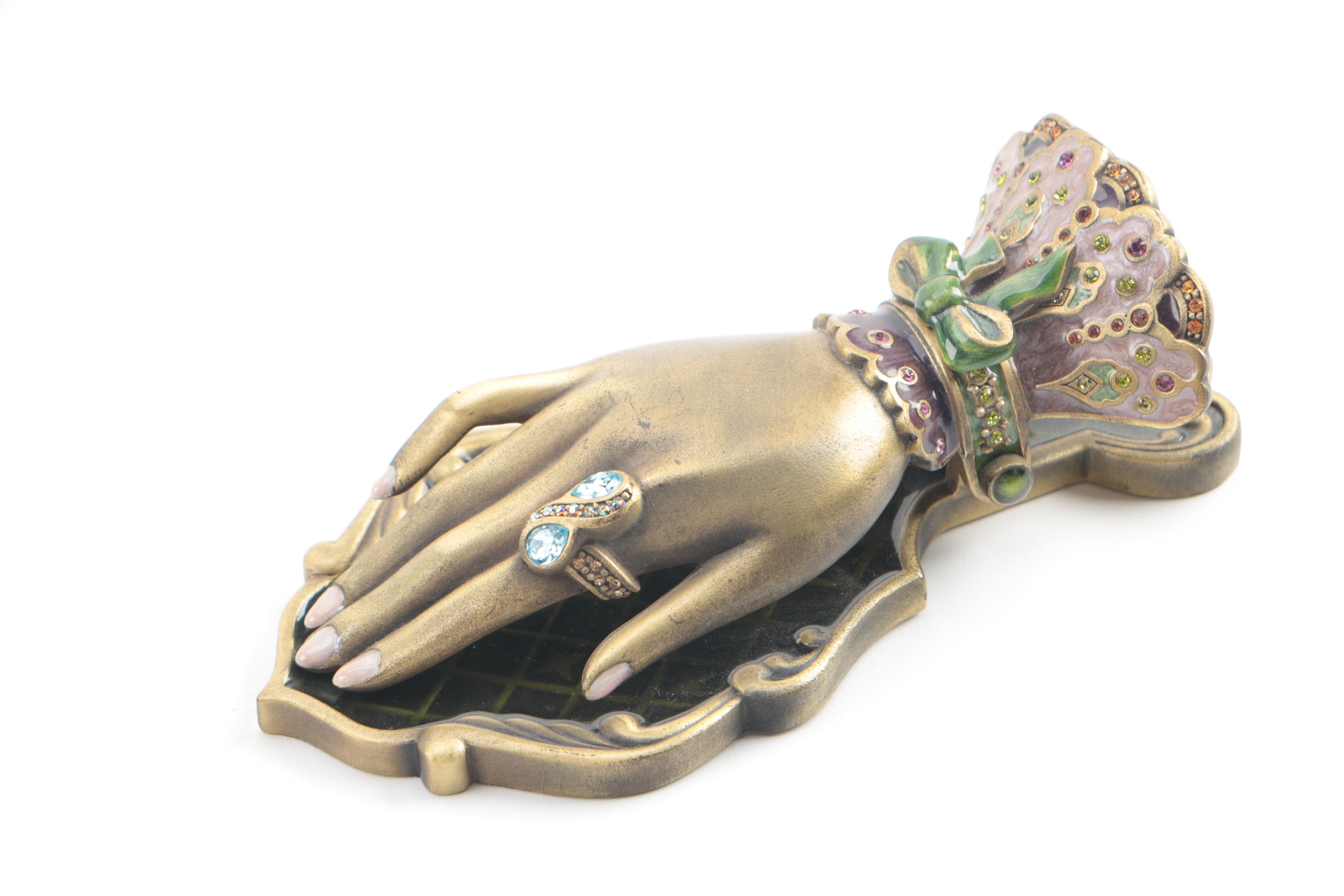 Jay Strongwater Victorian Hand Clip Featuring Enamel and Crystal Accents