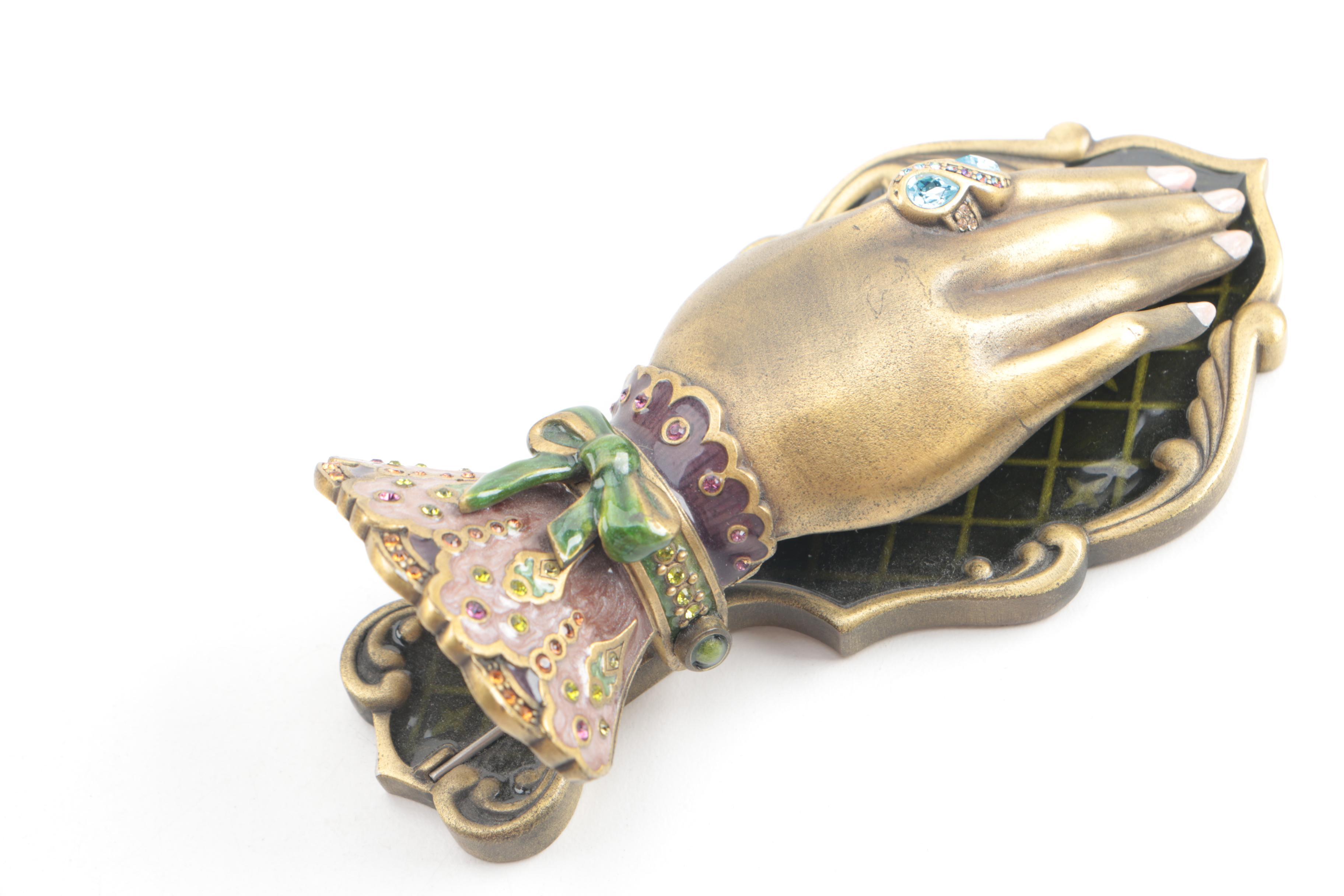 Jay Strongwater Victorian Hand Clip Featuring Enamel and Crystal Accents