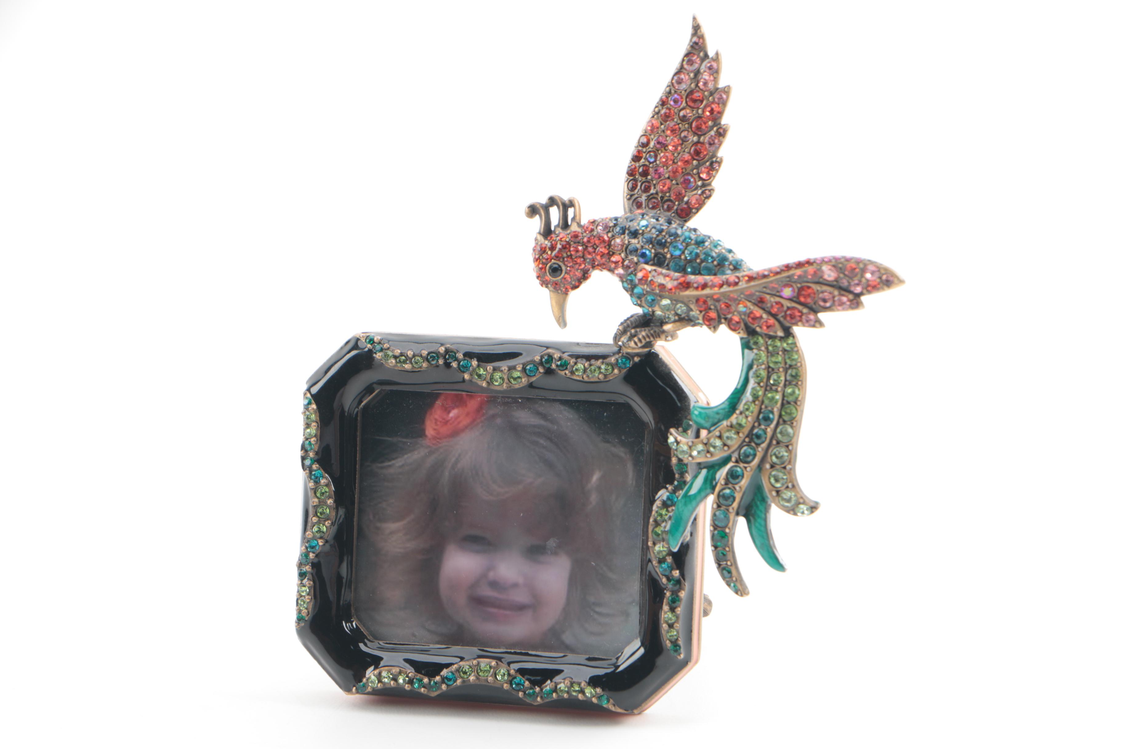 Jay Strongwater Bird of Paradise Picture Frame with Enamel and Crystal Accents