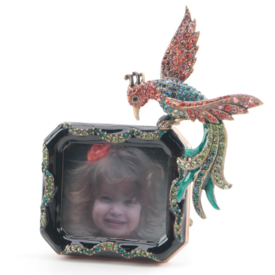 Jay Strongwater Bird of Paradise Picture Frame with Enamel and Crystal Accents