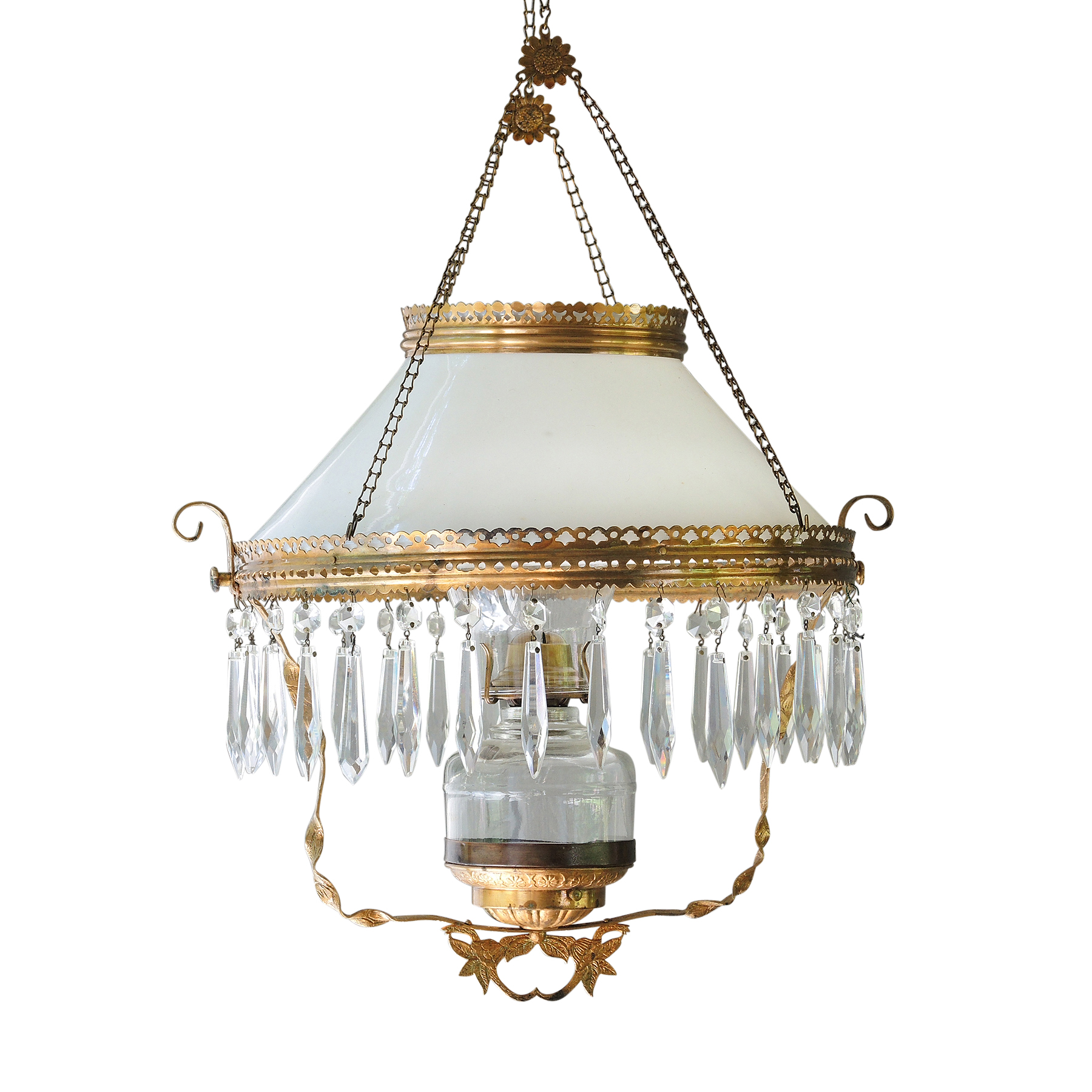 Antique Victorian Hanging Oil Lamp