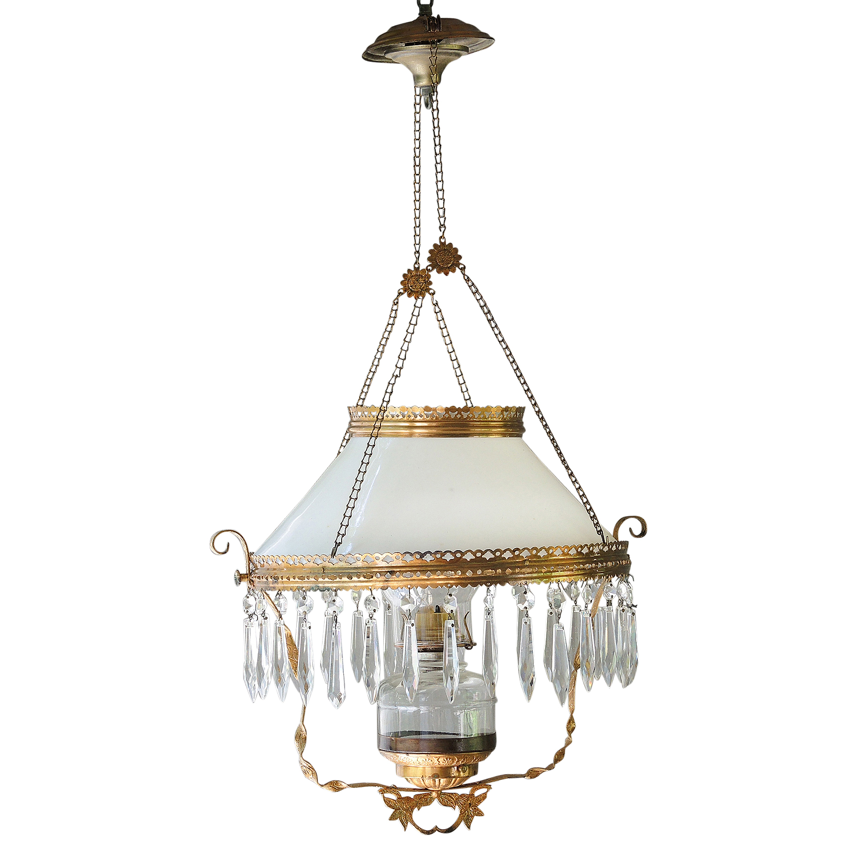 Antique Victorian Hanging Oil Lamp