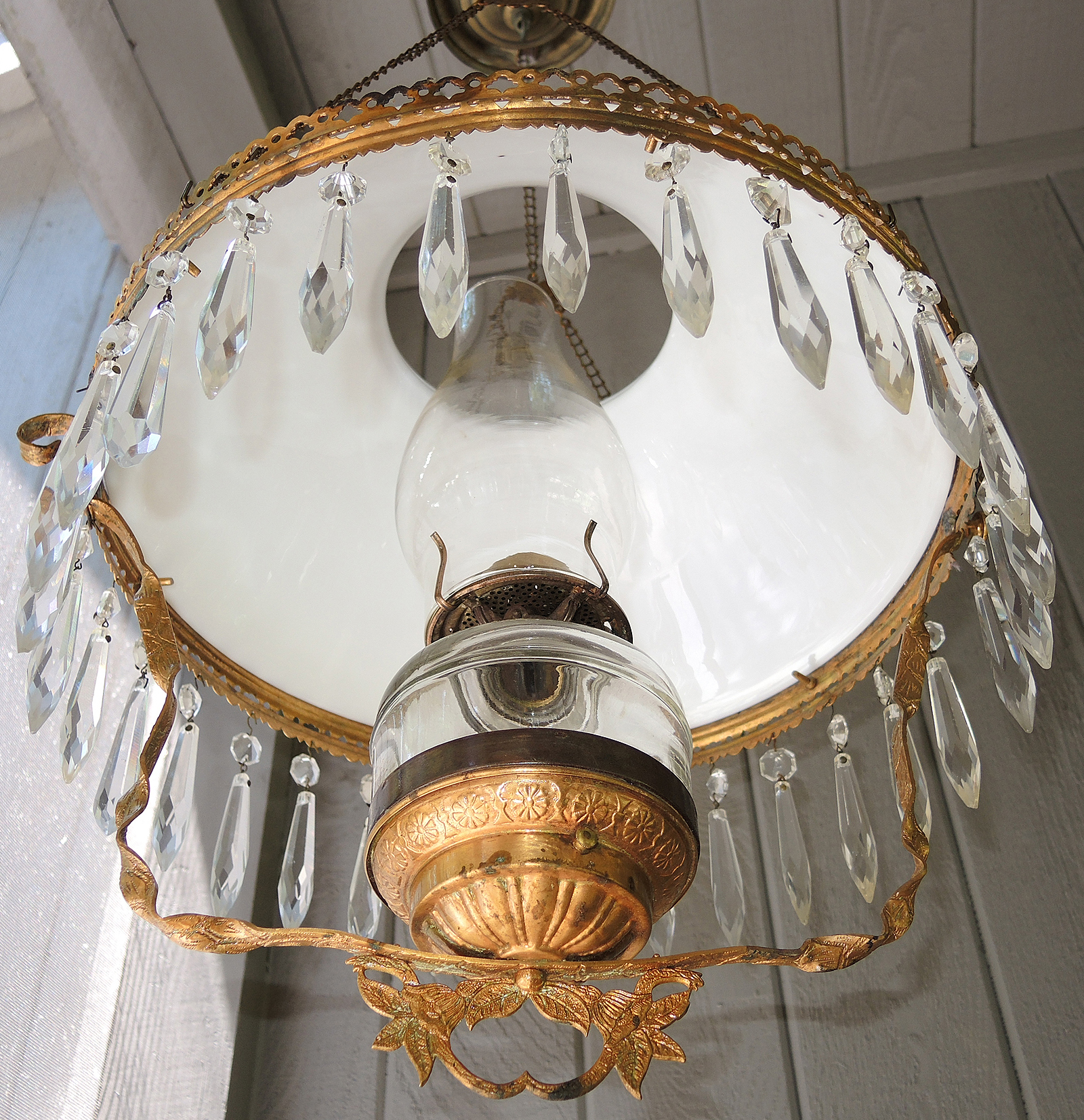 Antique Victorian Hanging Oil Lamp