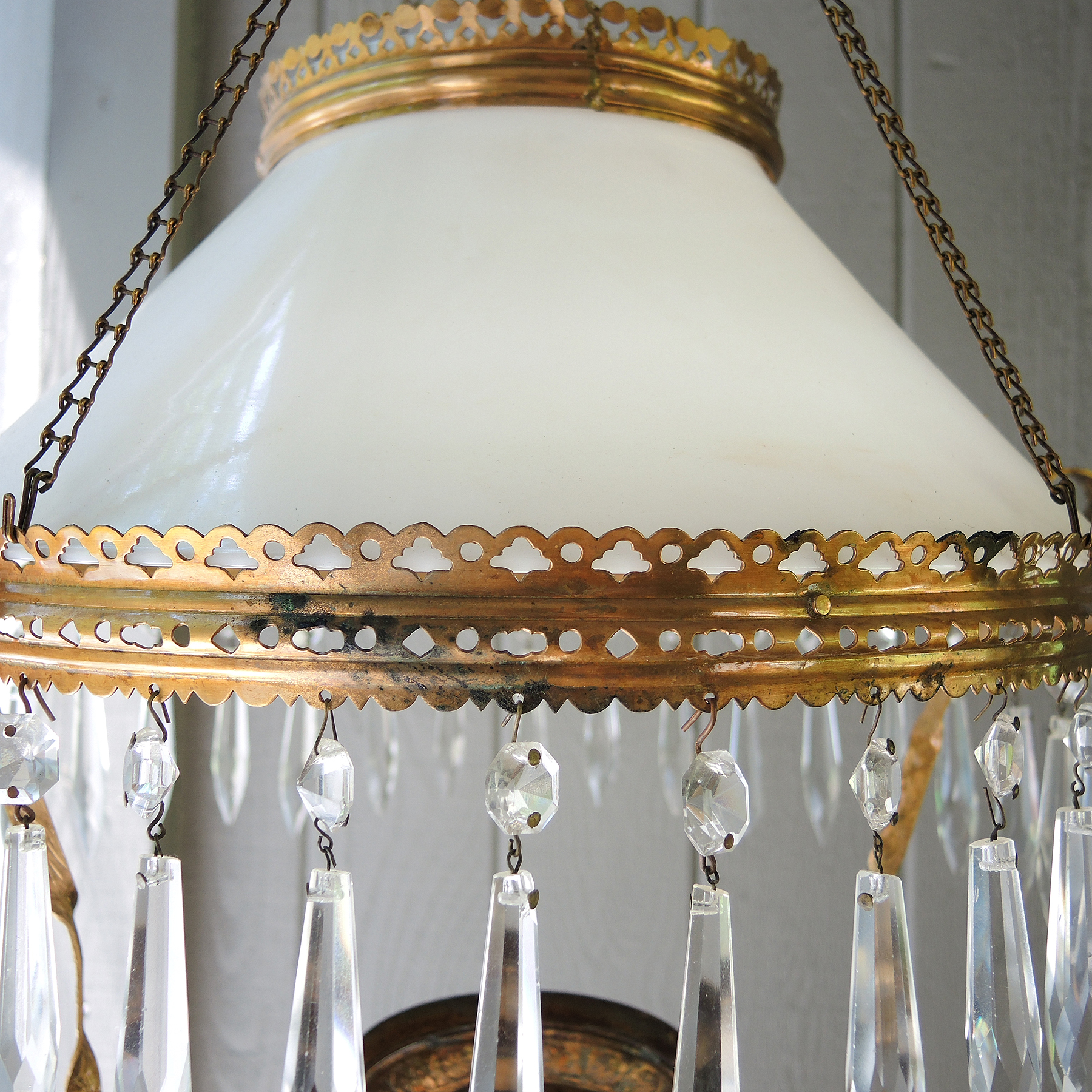 Antique Victorian Hanging Oil Lamp