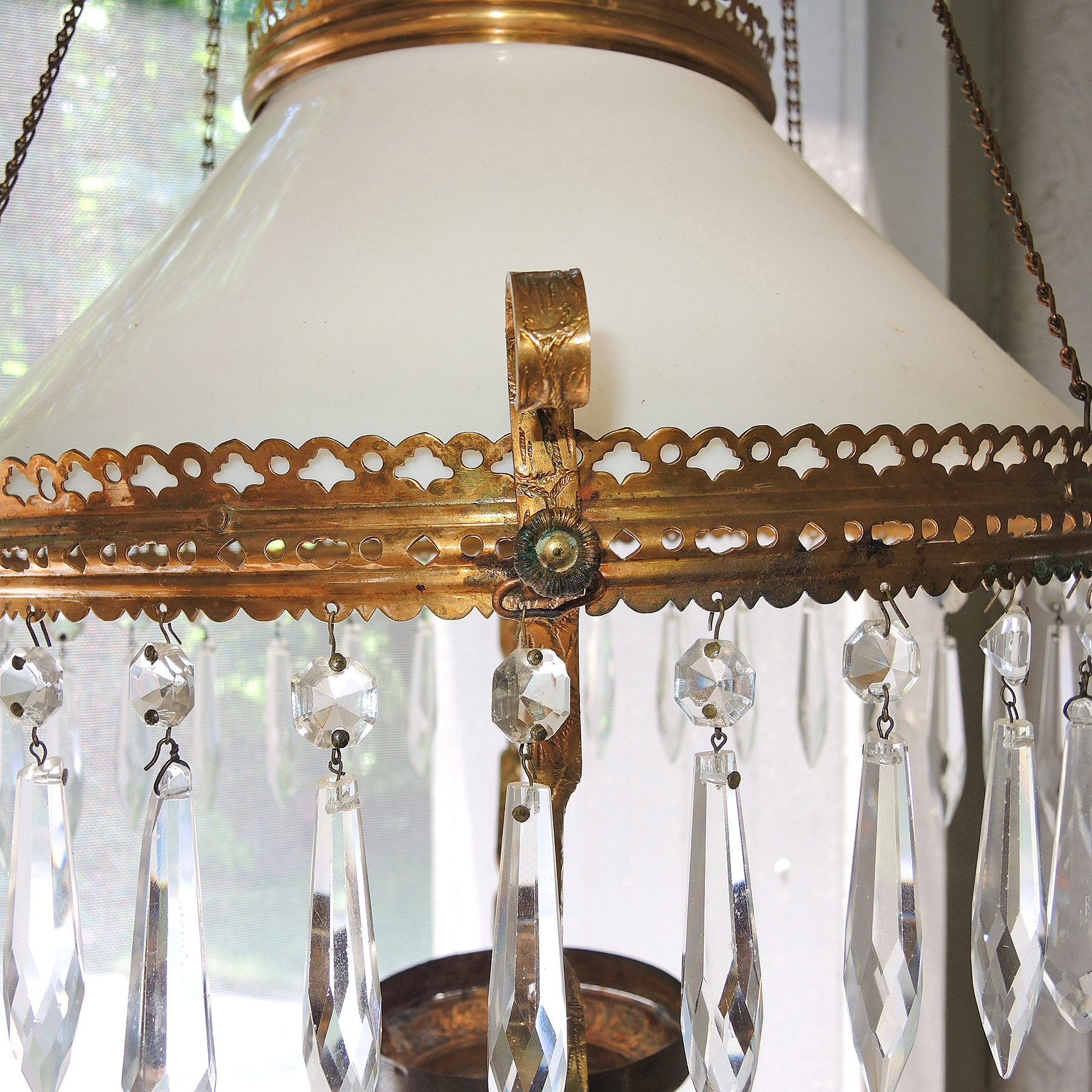 Antique Victorian Hanging Oil Lamp